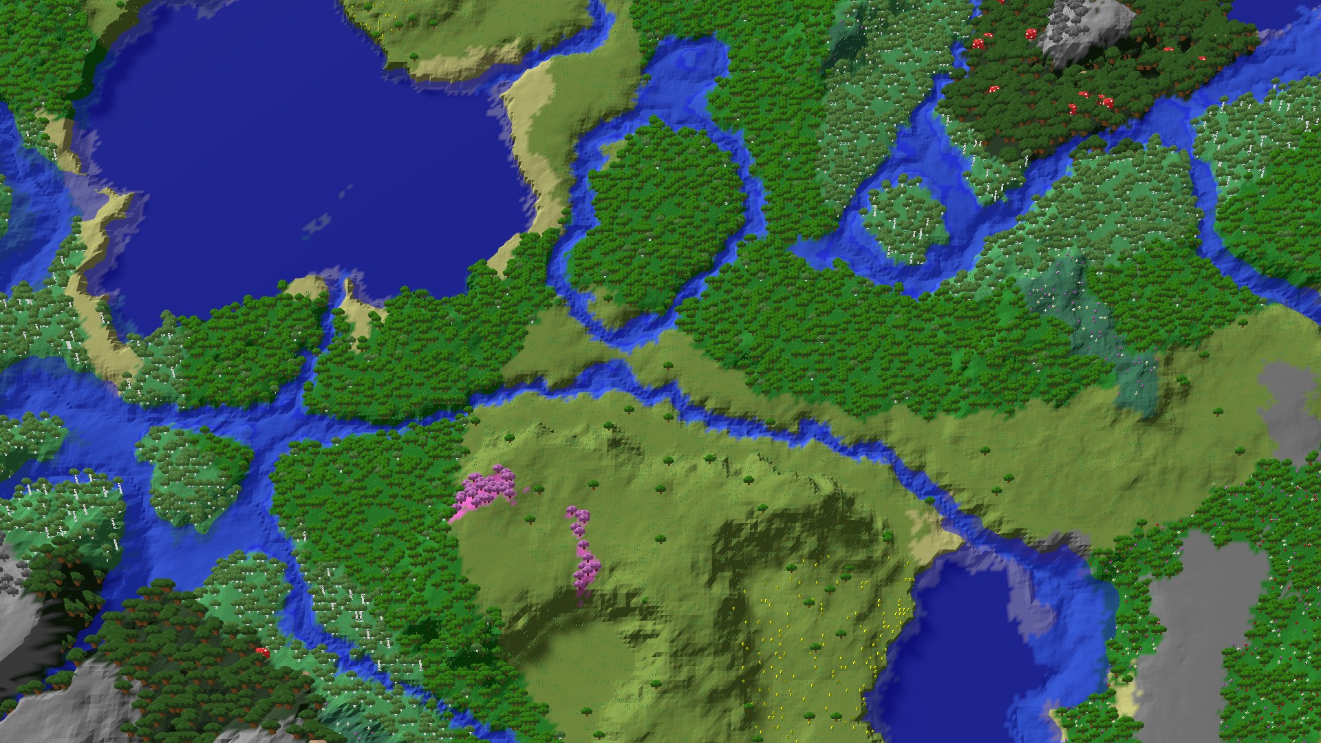 Aerial 3D overview 500 blocks NE of spawn