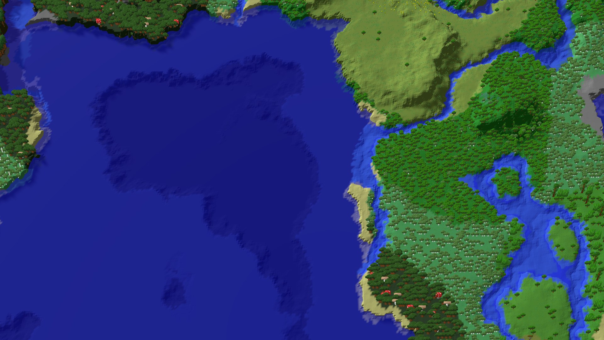 Aerial 3D overview 500 blocks SE of spawn
