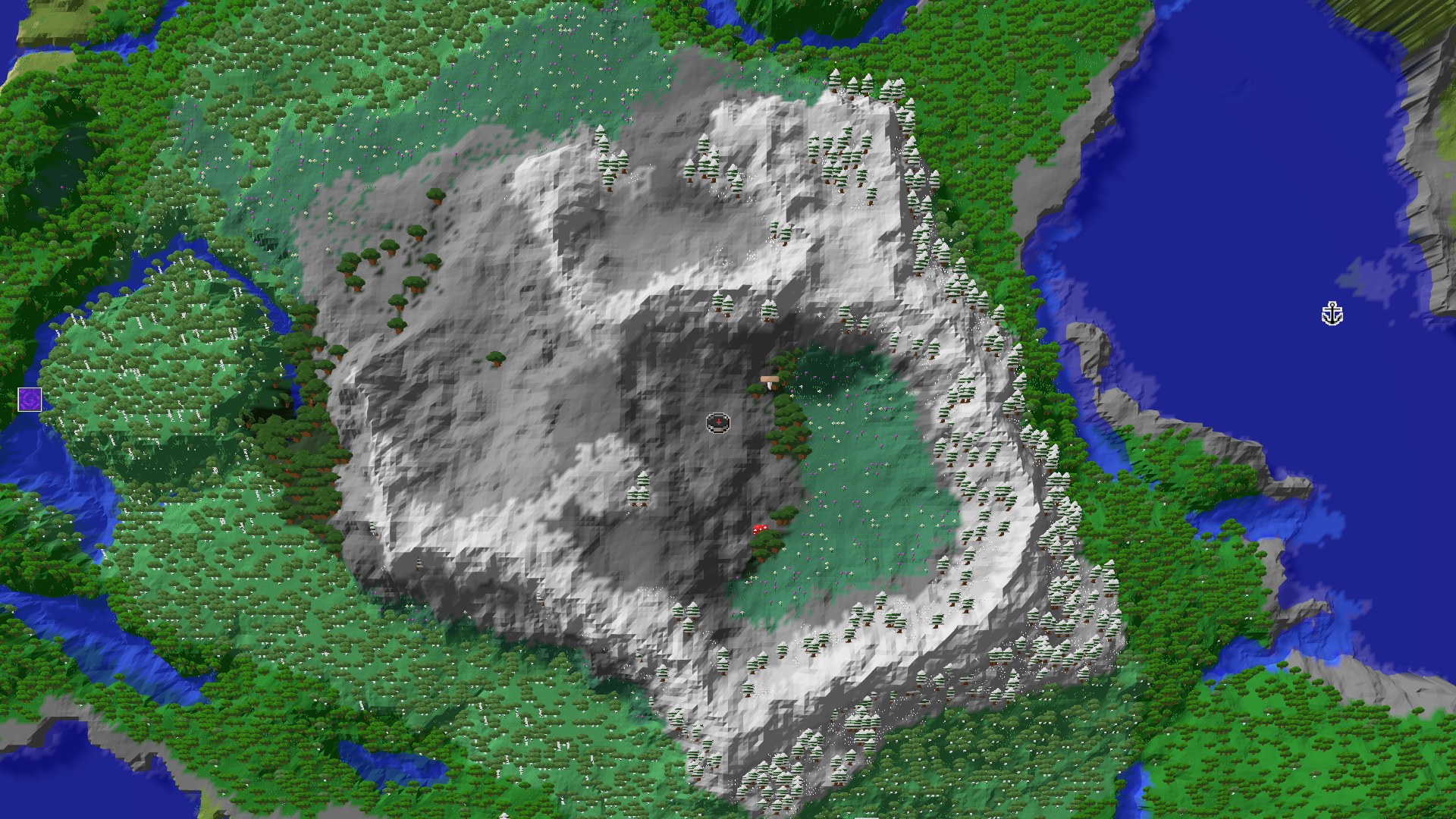 3D perspective view of the seed with structure markers