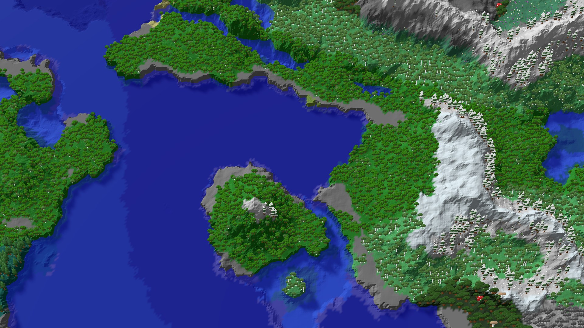 Aerial 3D overview 500 blocks SW of spawn