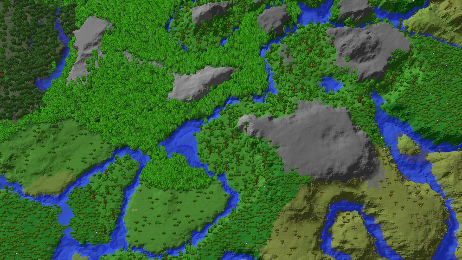 Aerial 3D overview 500 blocks NE of spawn