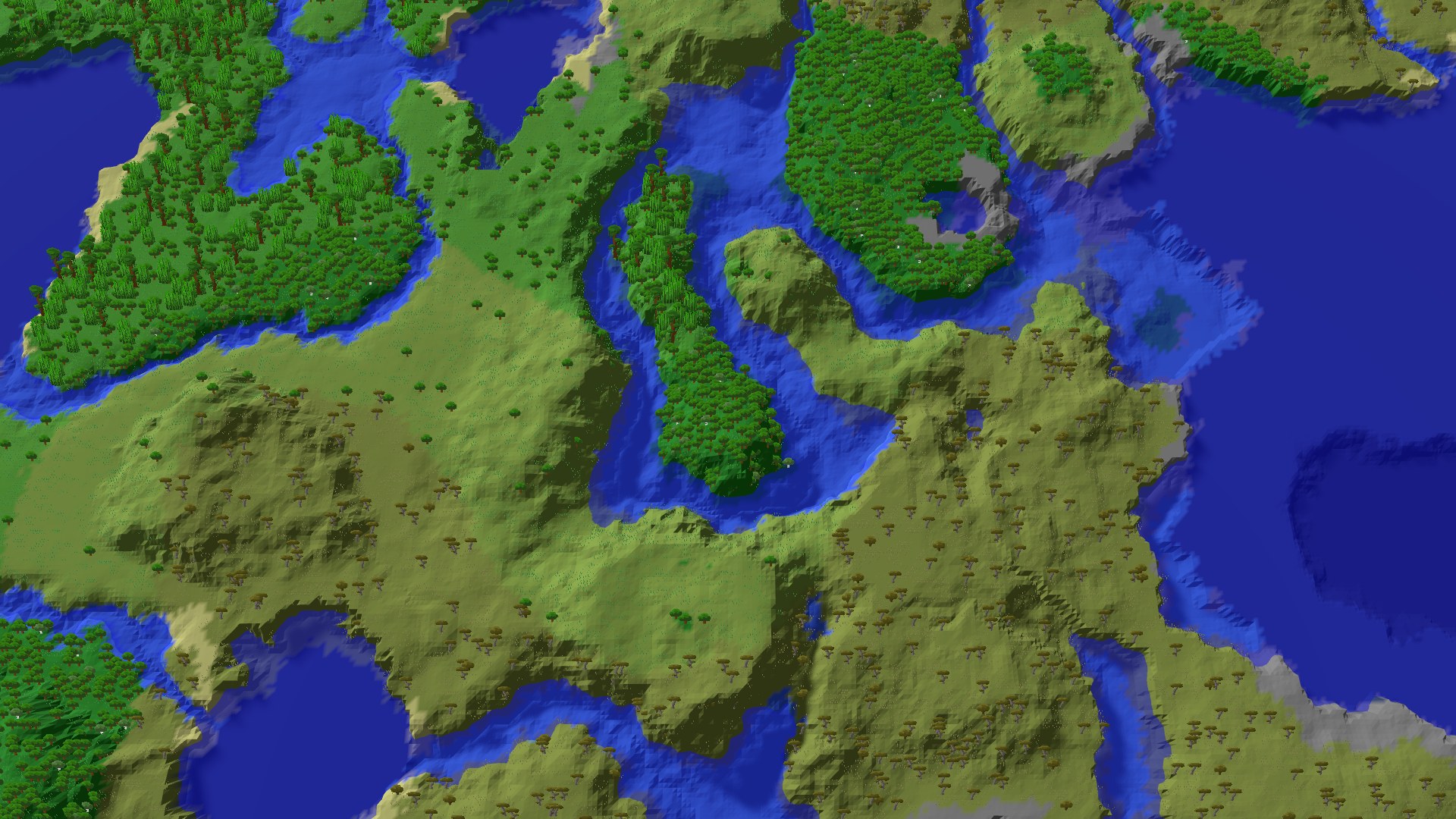 Aerial 3D overview 500 blocks SE of spawn