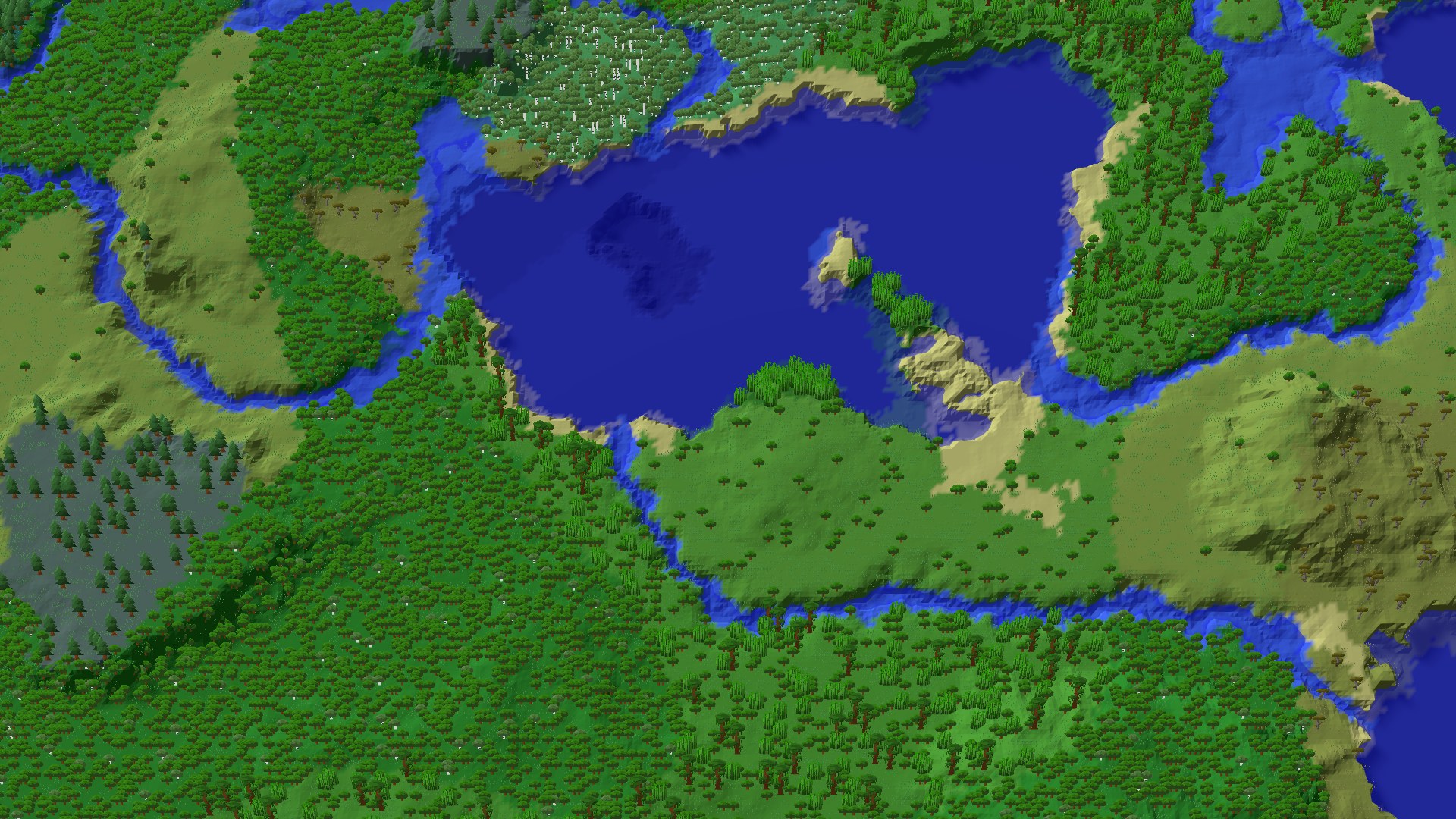 Aerial 3D overview 500 blocks SW of spawn