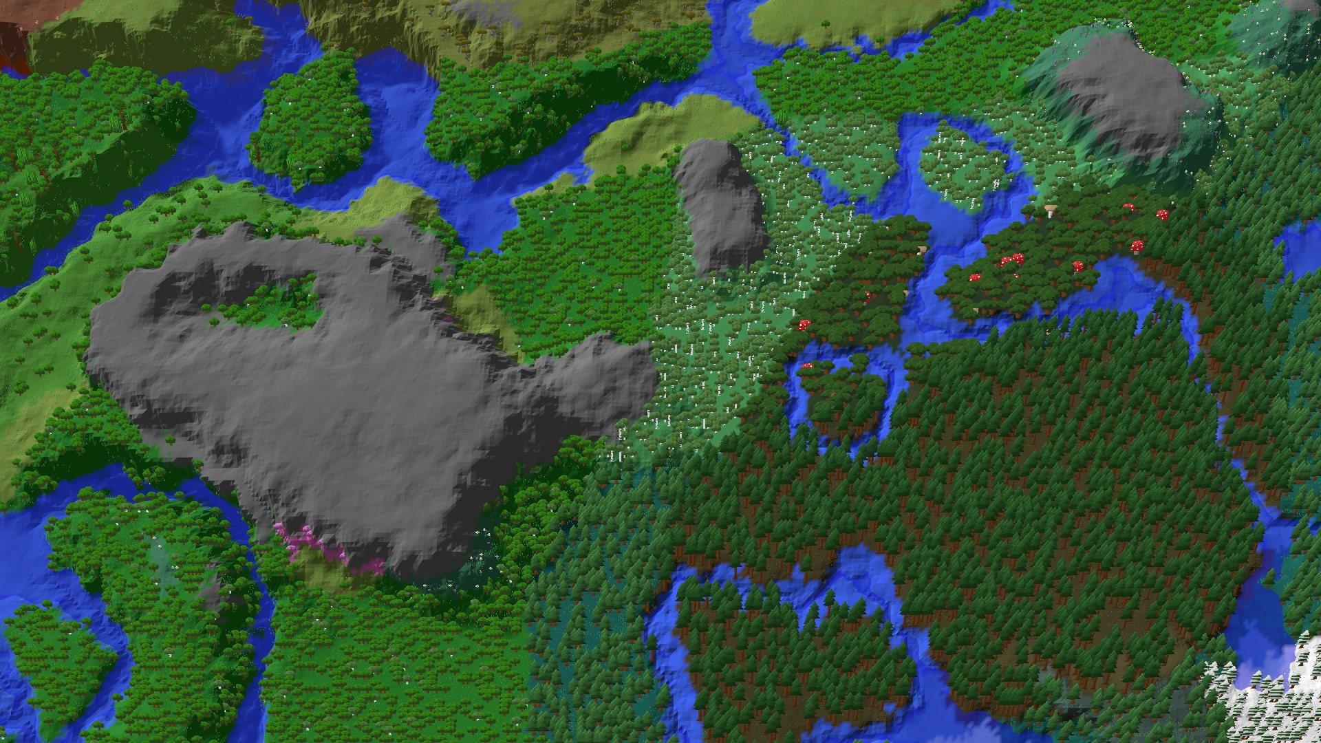 Aerial 3D overview 500 blocks NE of spawn