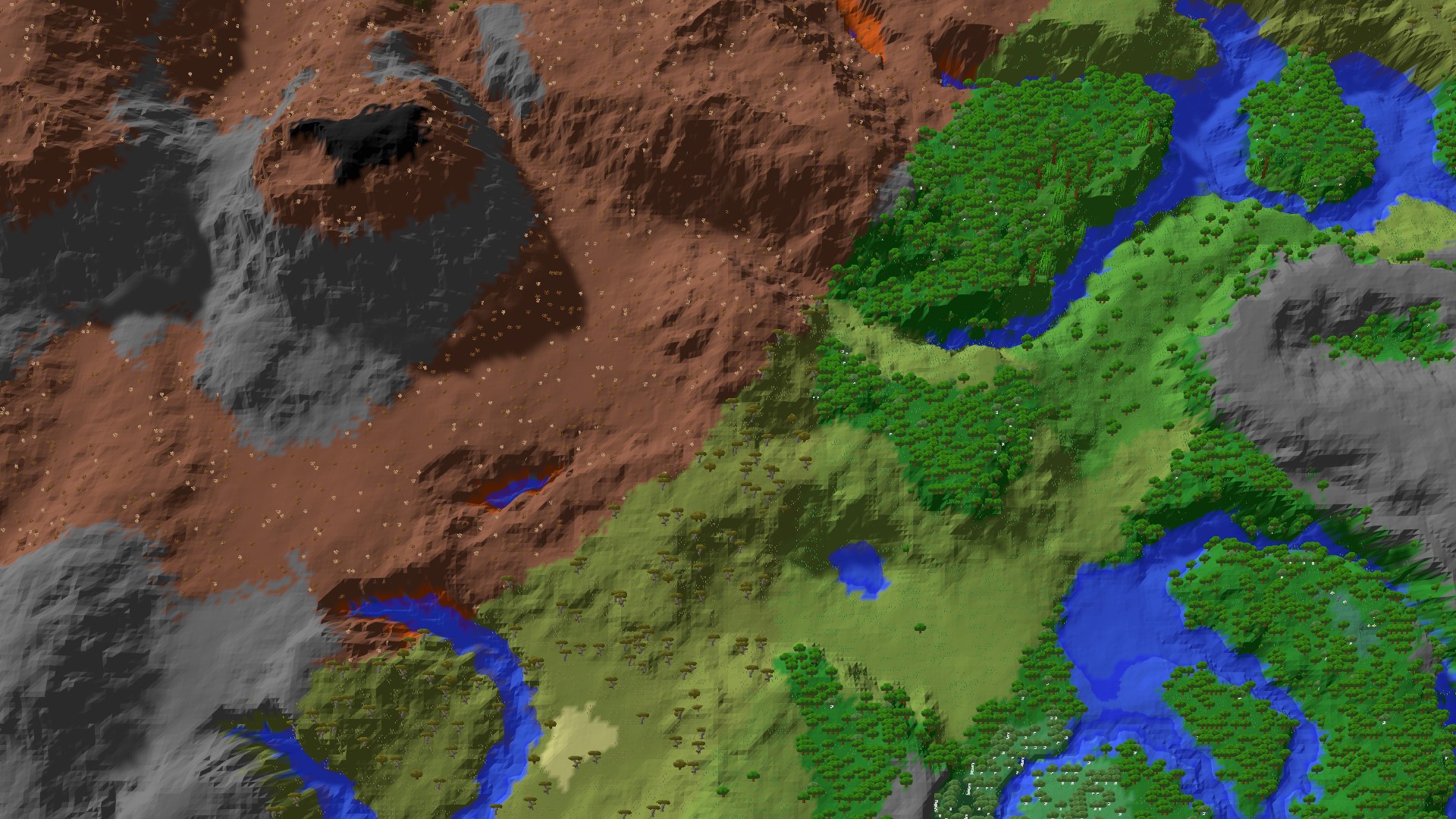 Aerial 3D overview 500 blocks NW of spawn