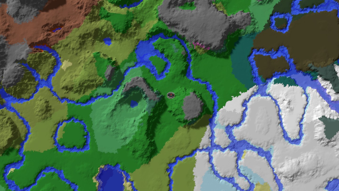 Aerial Minecraft seed map — Used the seed finder to find a seed with both Eroded Badlands and Ice Spikes jus