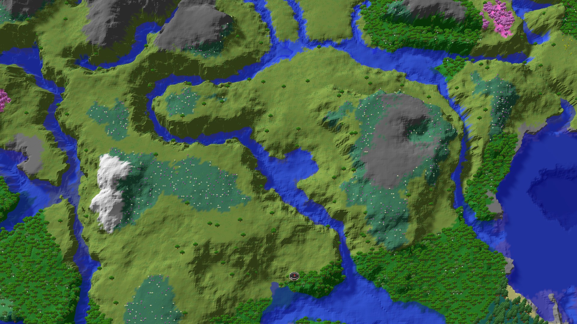 Aerial 3D overview 500 blocks NW of spawn