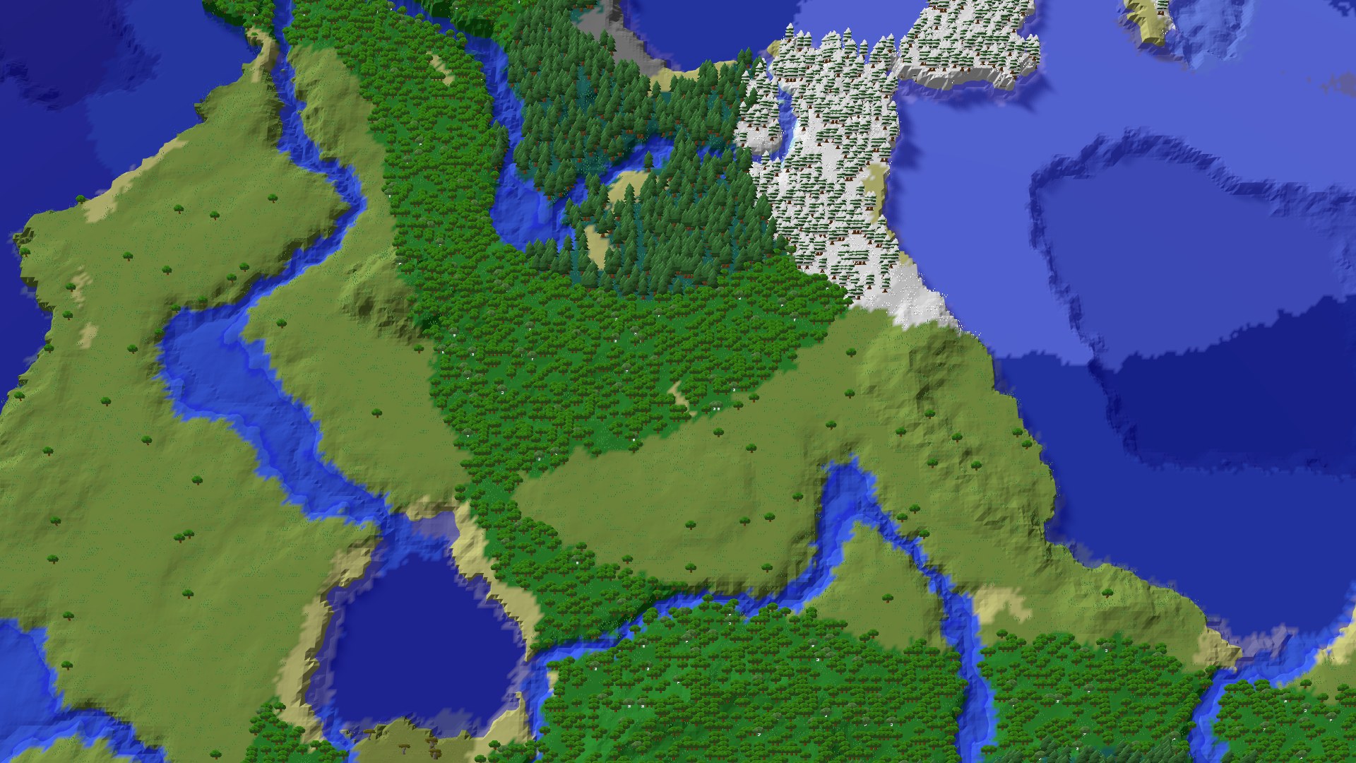 Aerial 3D overview 500 blocks SW of spawn