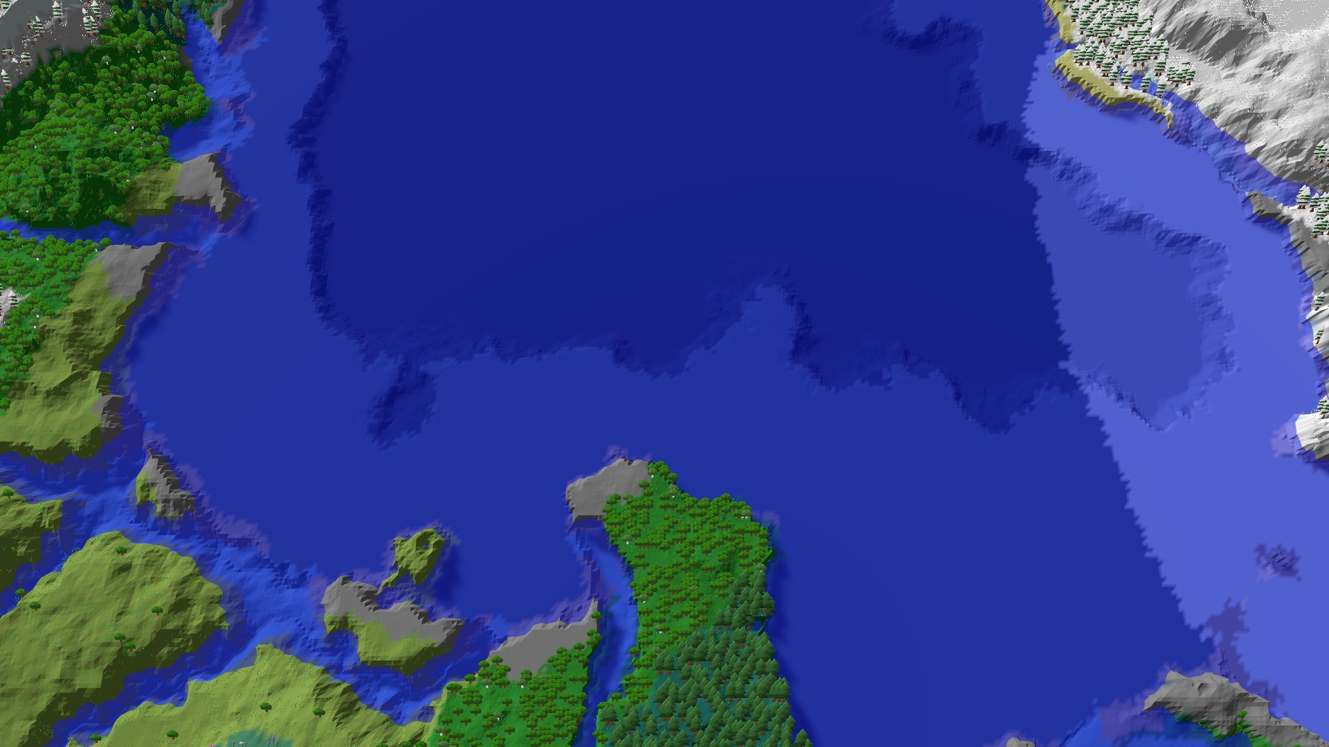Aerial 3D overview 500 blocks NW of spawn