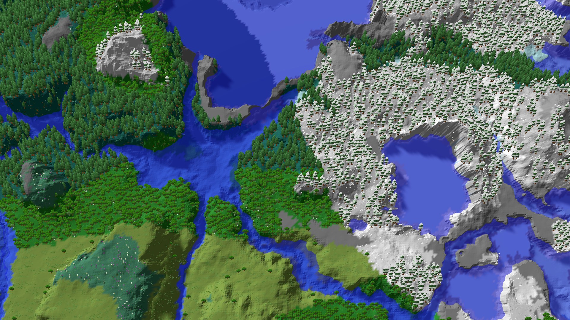 Aerial 3D overview 500 blocks SE of spawn