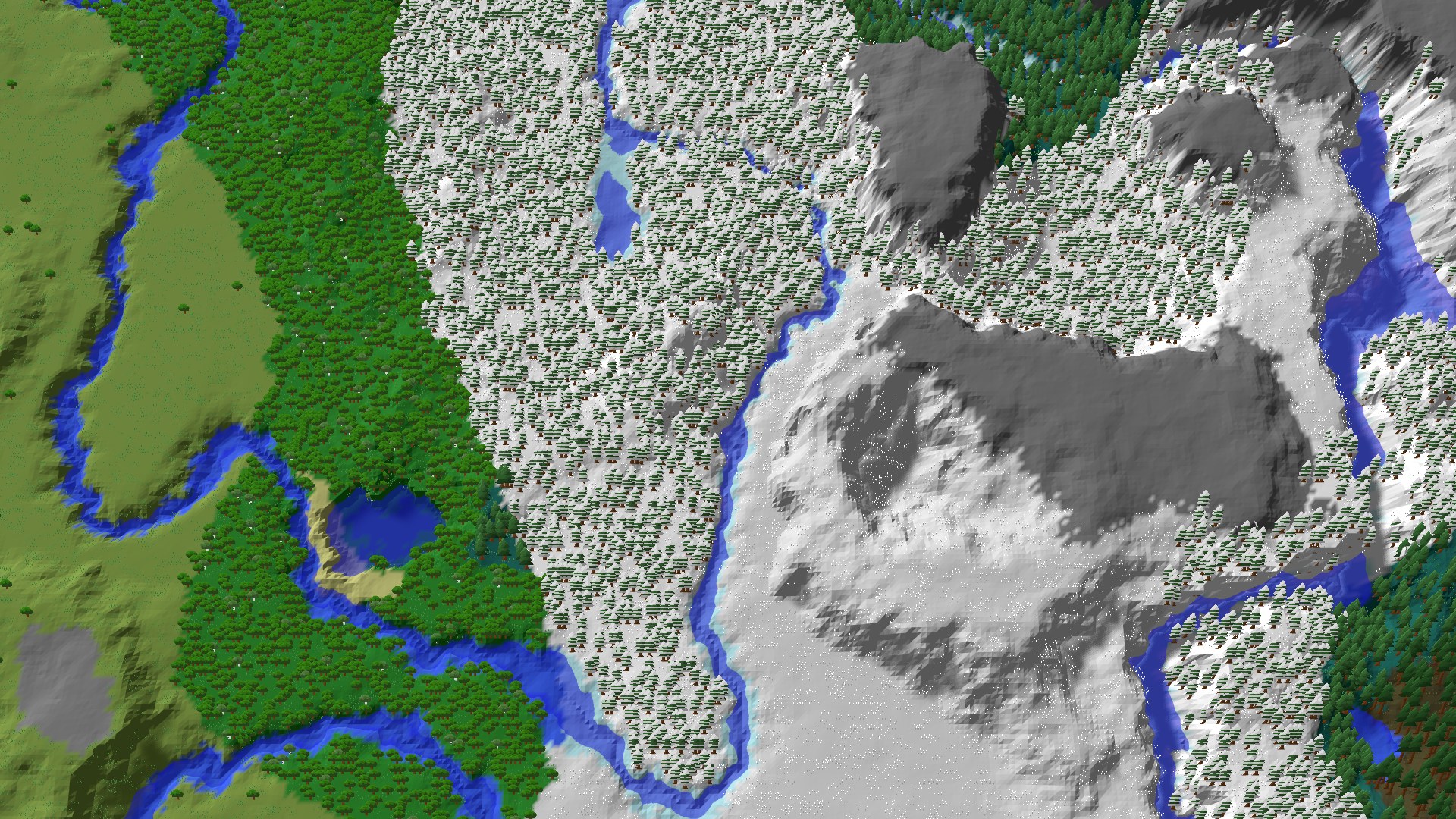 Aerial 3D overview 500 blocks NE of spawn