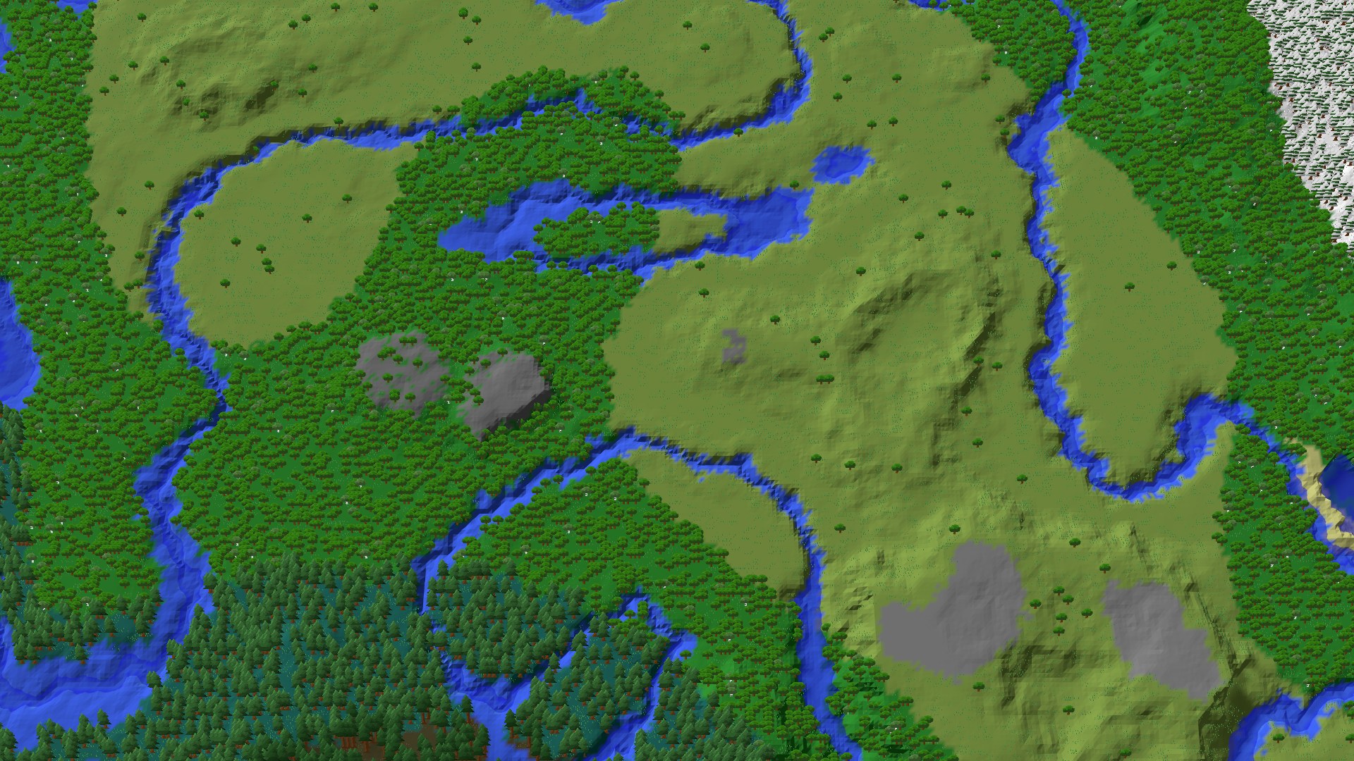 Aerial 3D overview 500 blocks NW of spawn