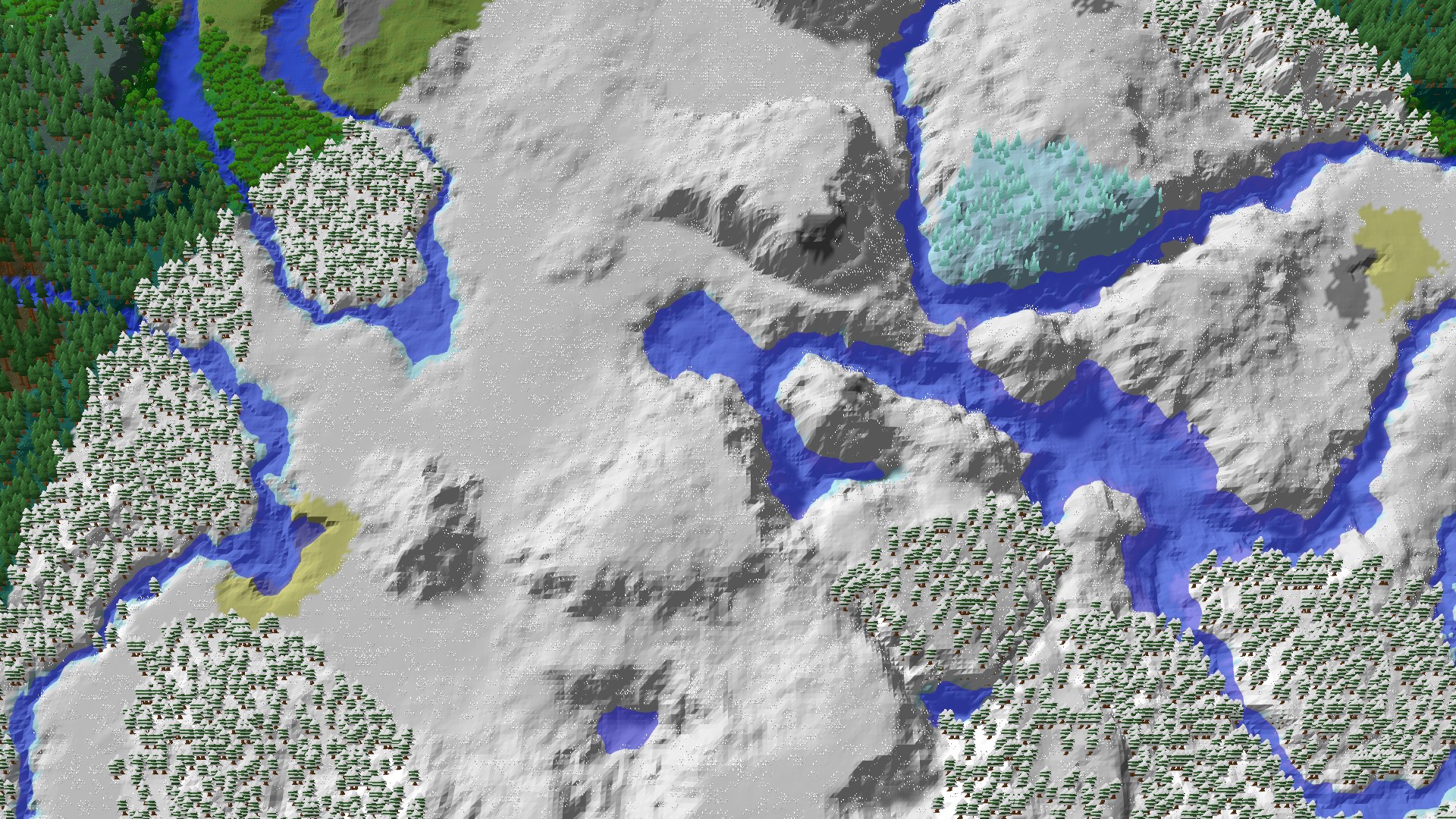 Aerial 3D overview 500 blocks SE of spawn