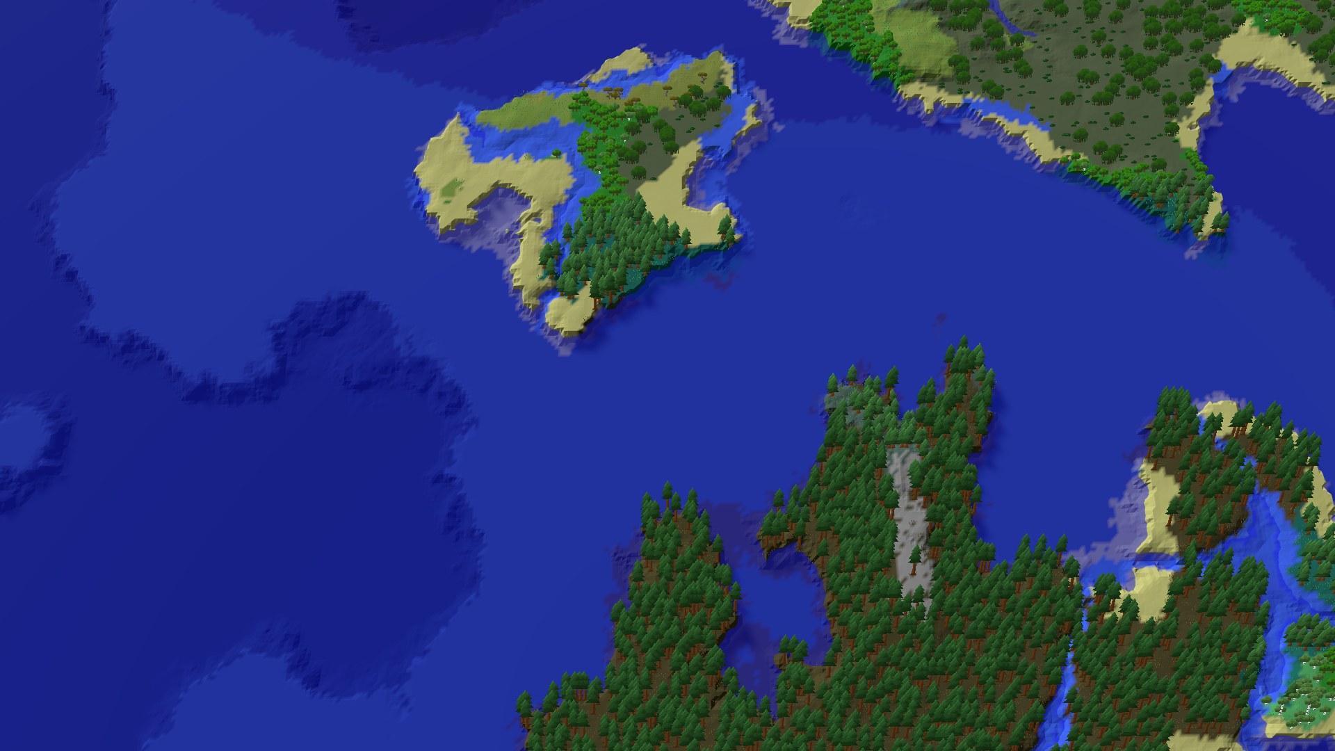 Aerial 3D overview 500 blocks NW of spawn
