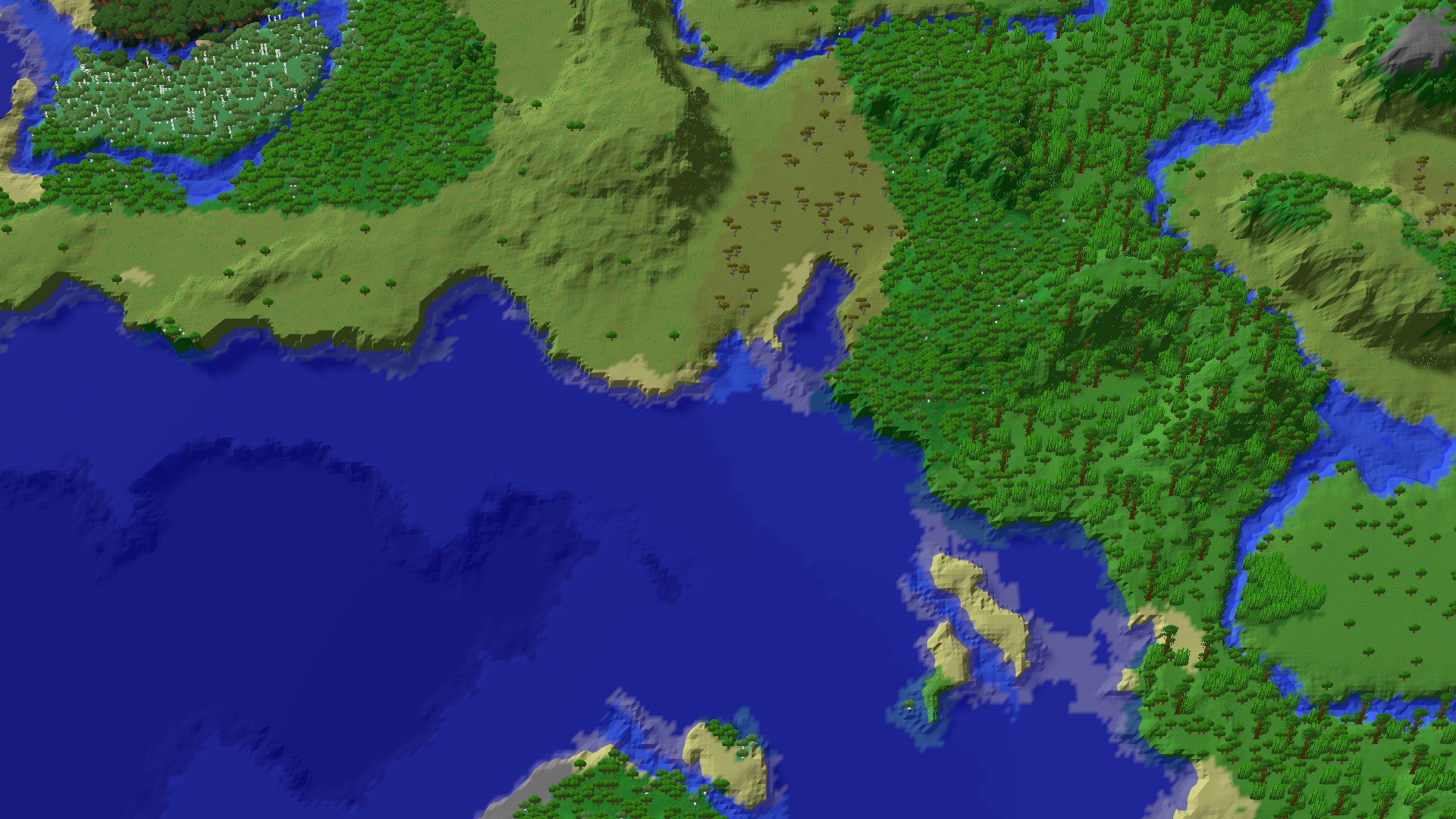 Aerial 3D overview 500 blocks SE of spawn