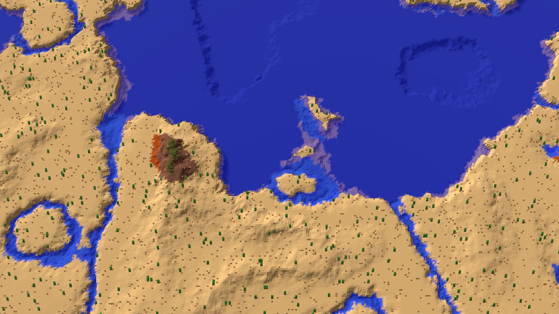 Aerial 3D overview 500 blocks SE of spawn