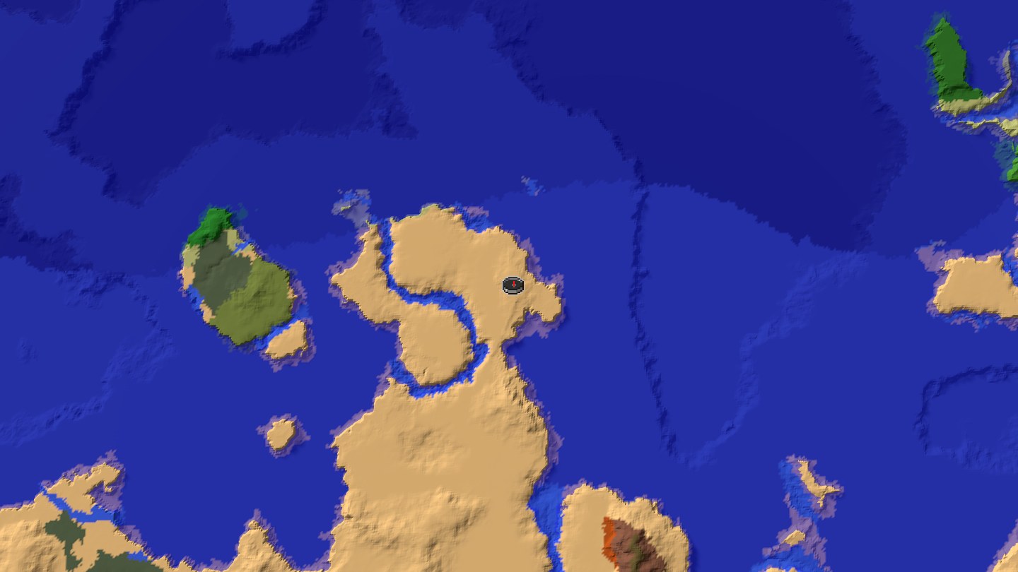 Aerial Minecraft seed map — Java 1.21 outpost and cave fossil seed [1102260574444936112]