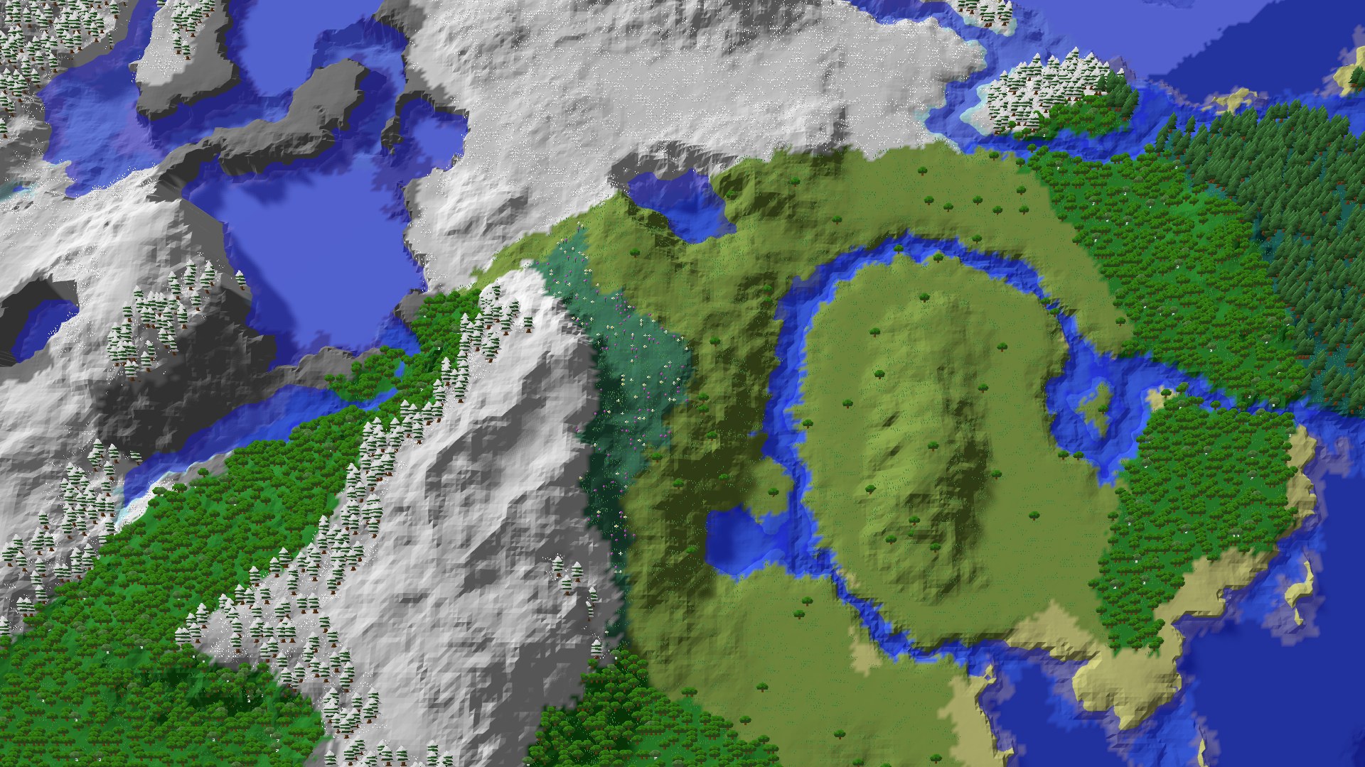 Aerial 3D overview 500 blocks NE of spawn