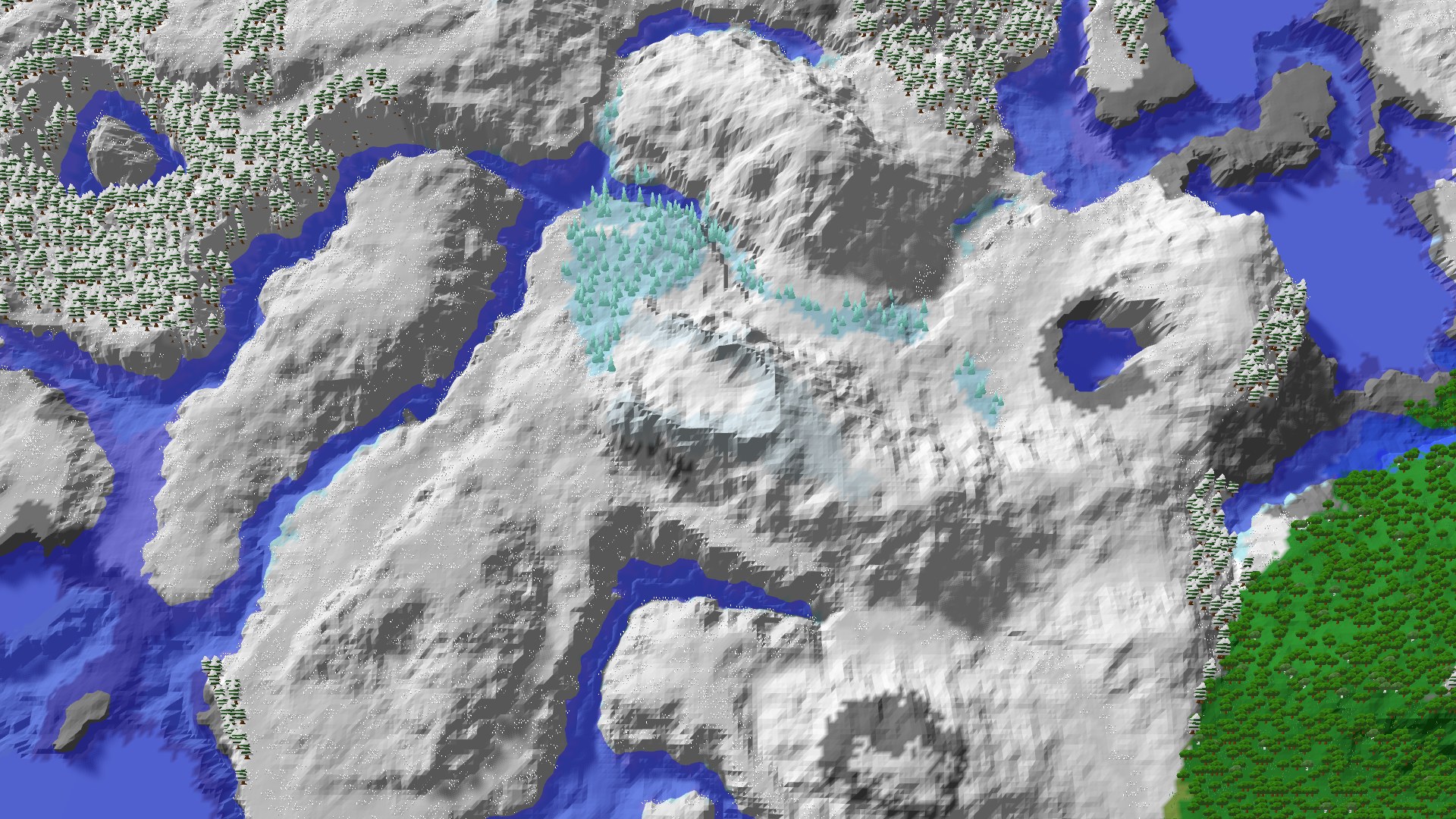 Aerial 3D overview 500 blocks NW of spawn