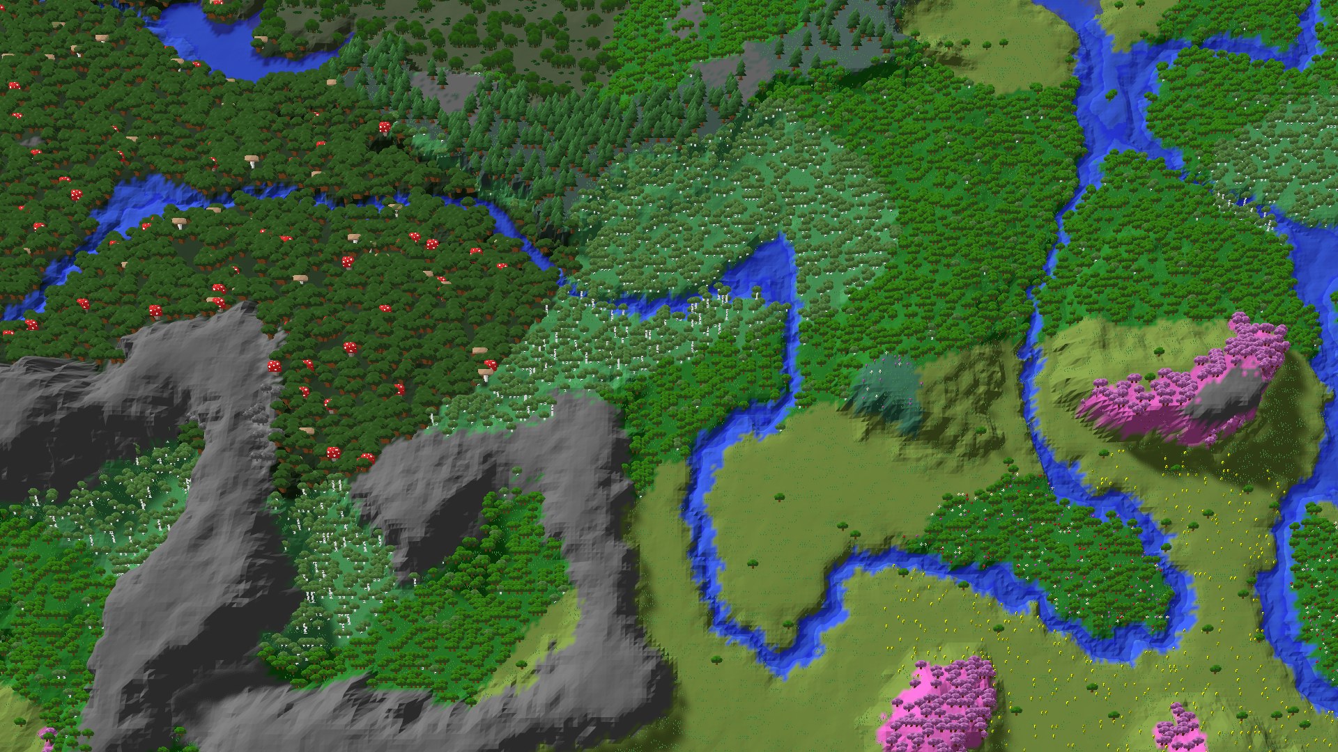 Aerial 3D overview 500 blocks NE of spawn