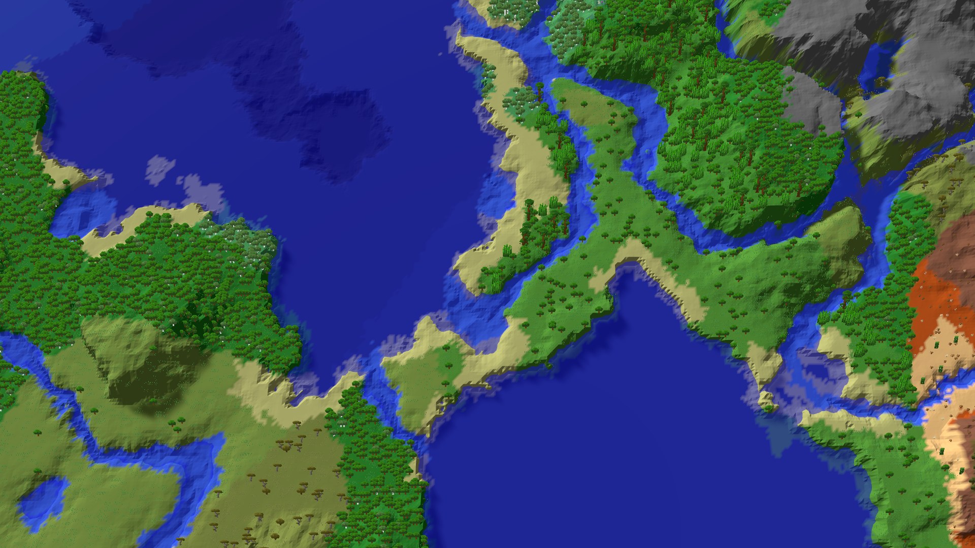Aerial 3D overview 500 blocks NE of spawn