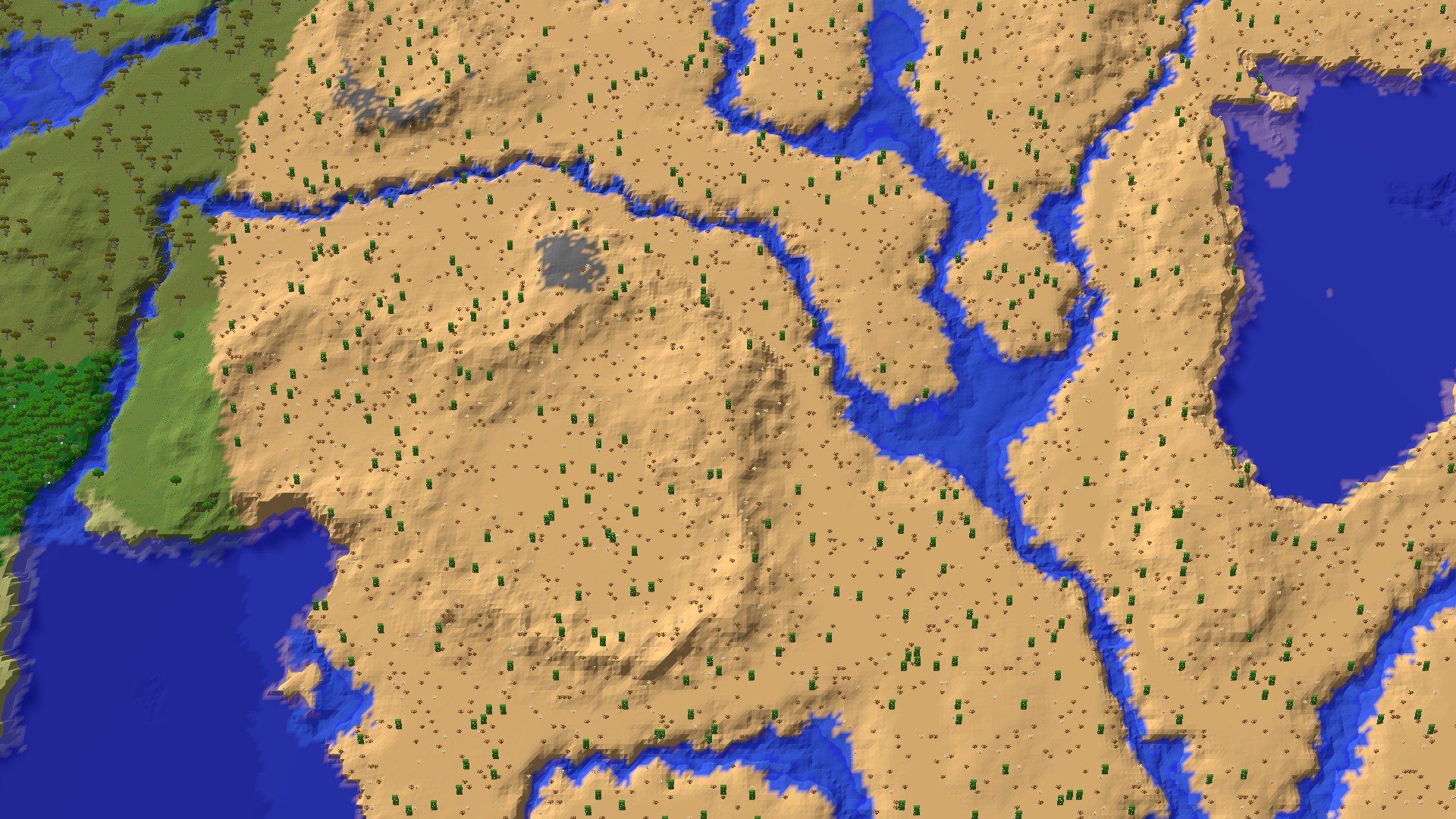 Aerial 3D overview 500 blocks SE of spawn