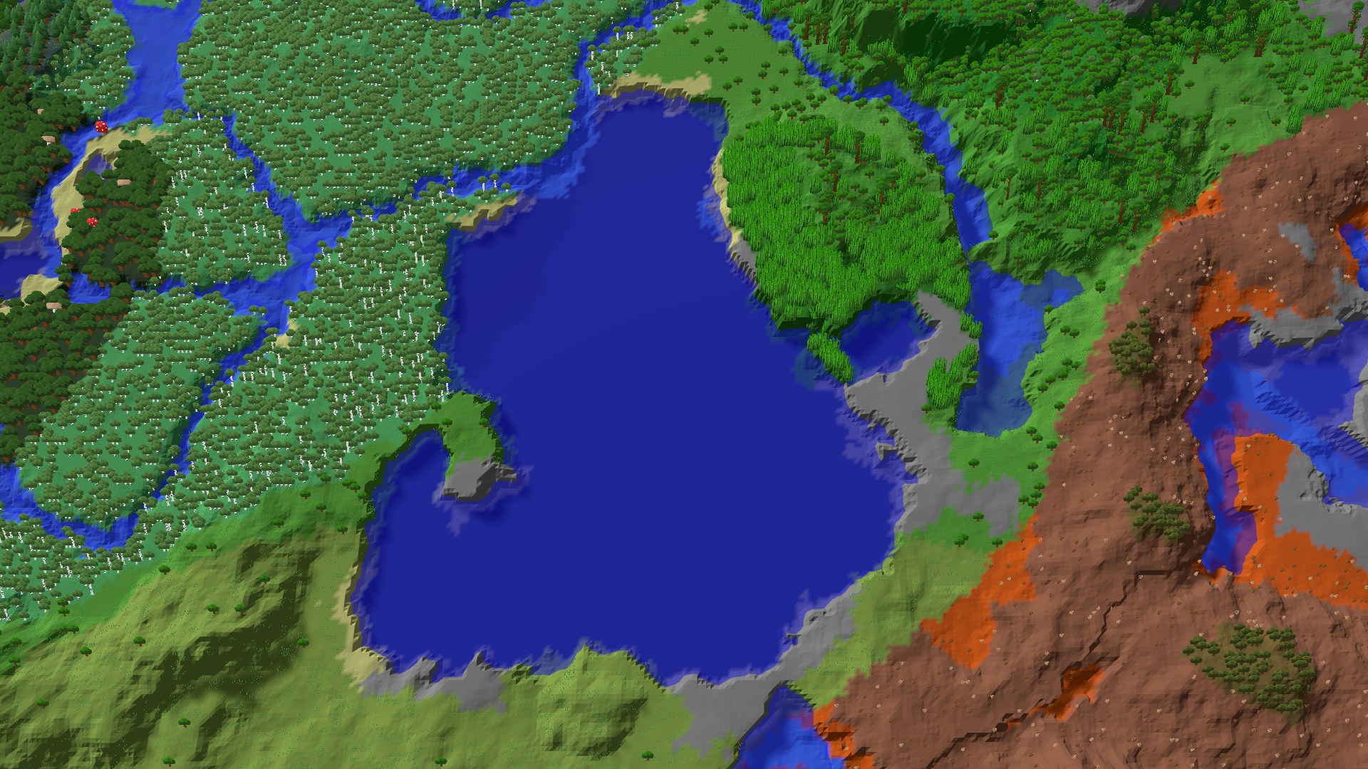 Aerial 3D overview 500 blocks NW of spawn