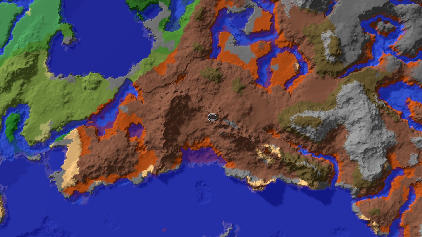 Aerial Minecraft seed map — Java 1.21 stronghold and trial chamber skeleton seed [2507634]