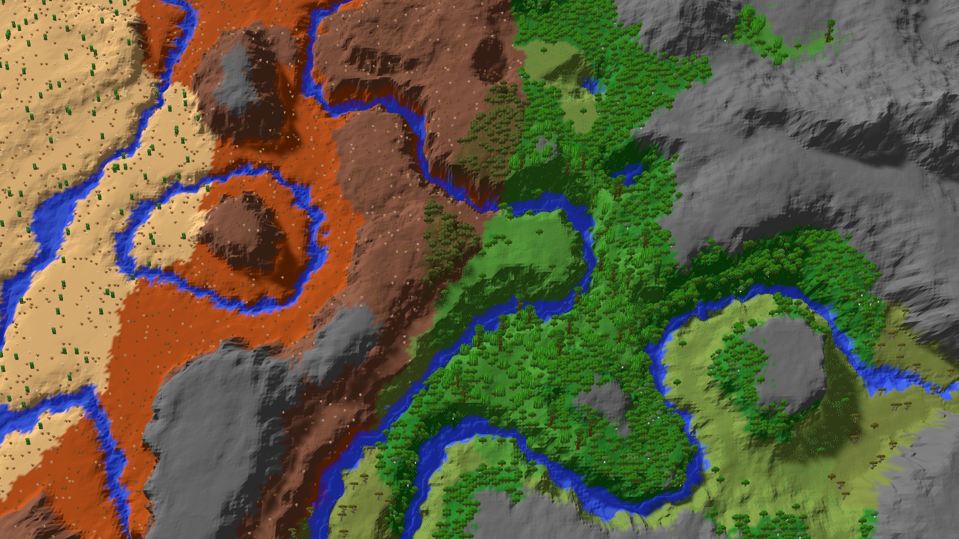 Aerial 3D overview 500 blocks NE of spawn