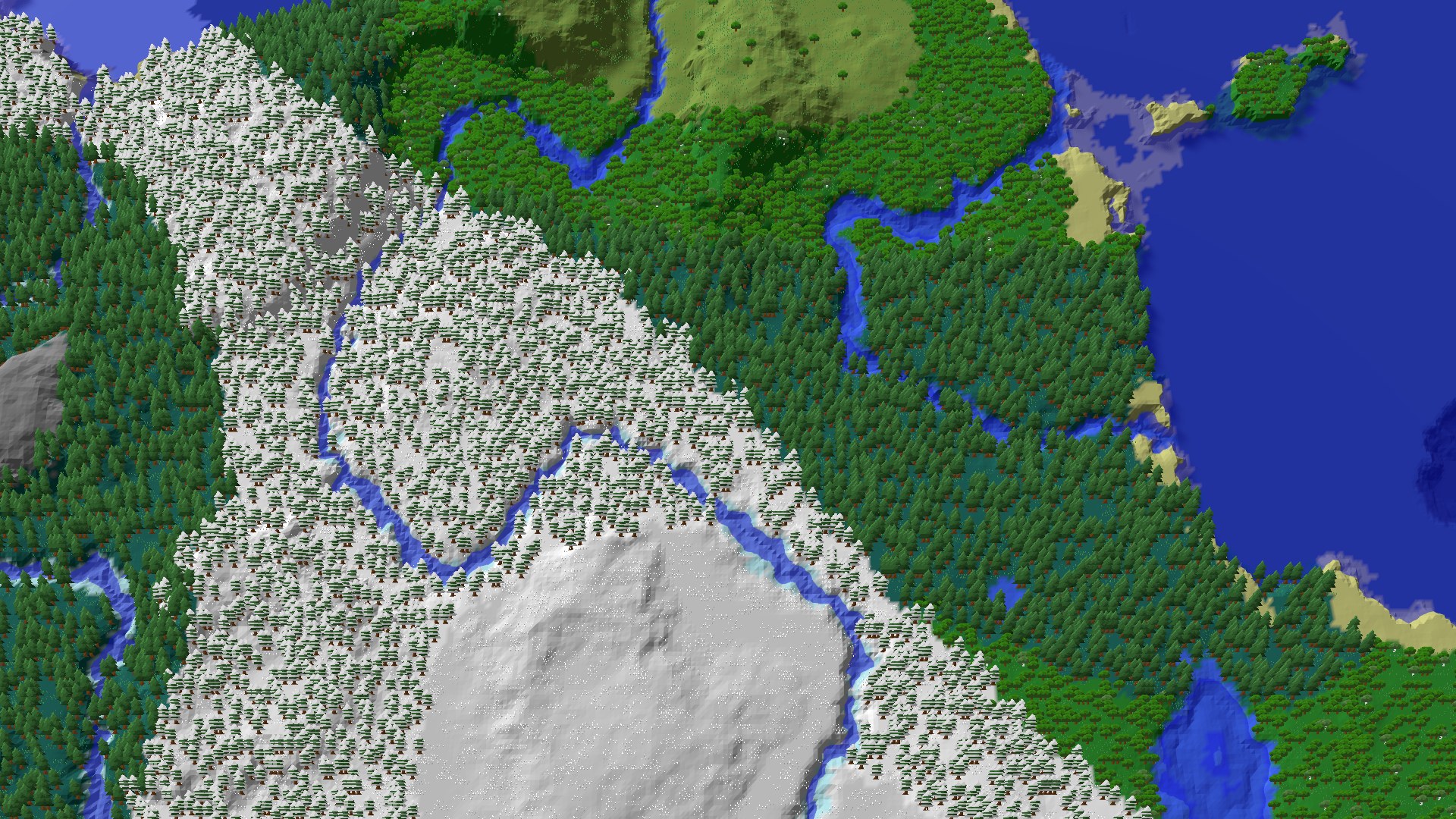 Aerial 3D overview 500 blocks NE of spawn