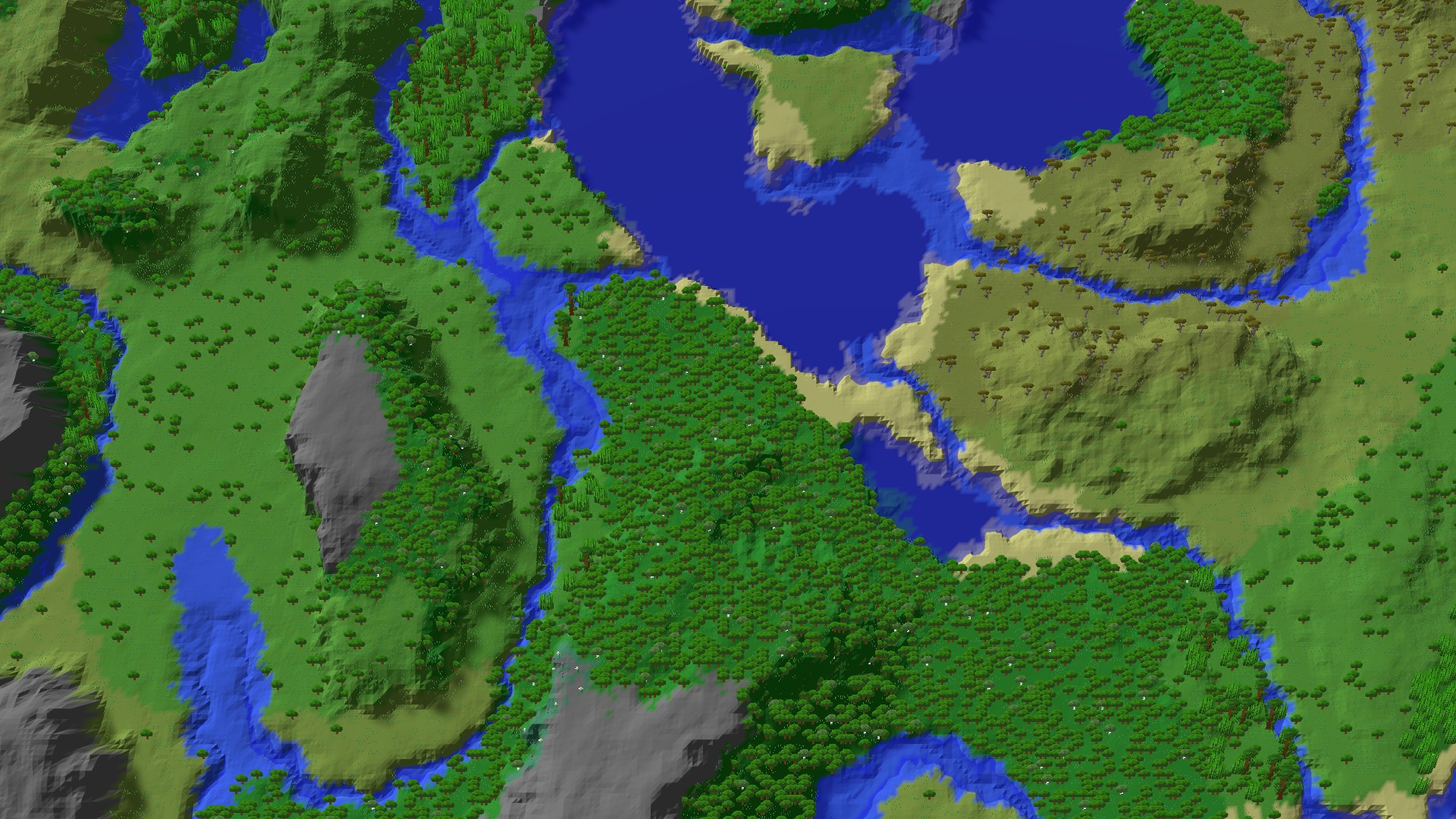 Aerial 3D overview 500 blocks SE of spawn