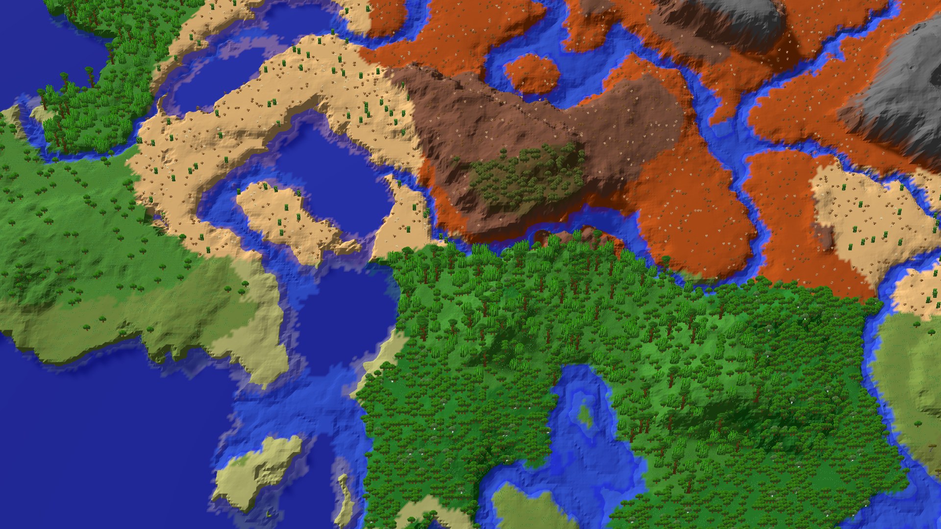 Aerial 3D overview 500 blocks NE of spawn