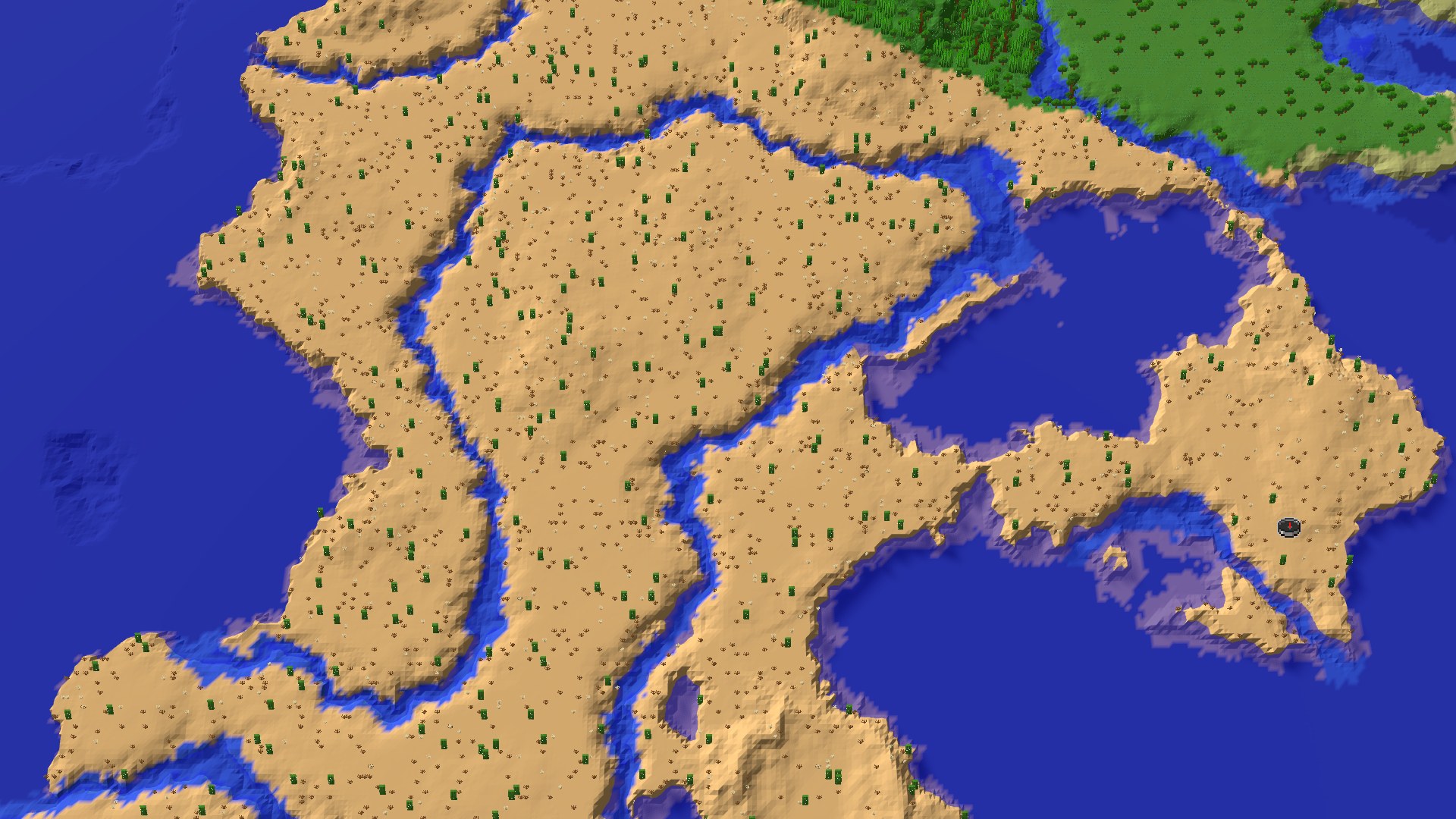 Aerial 3D overview 500 blocks NW of spawn