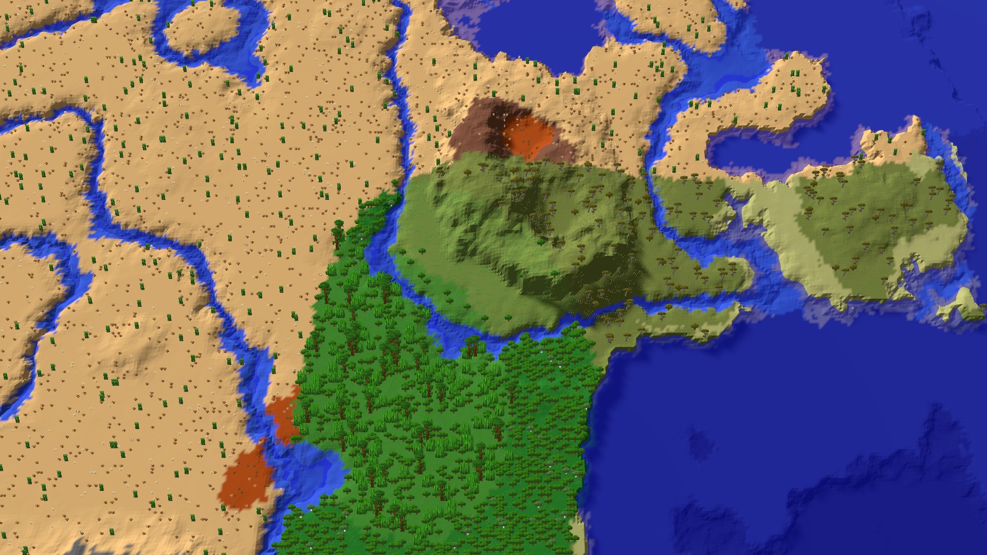 Aerial 3D overview 500 blocks SW of spawn