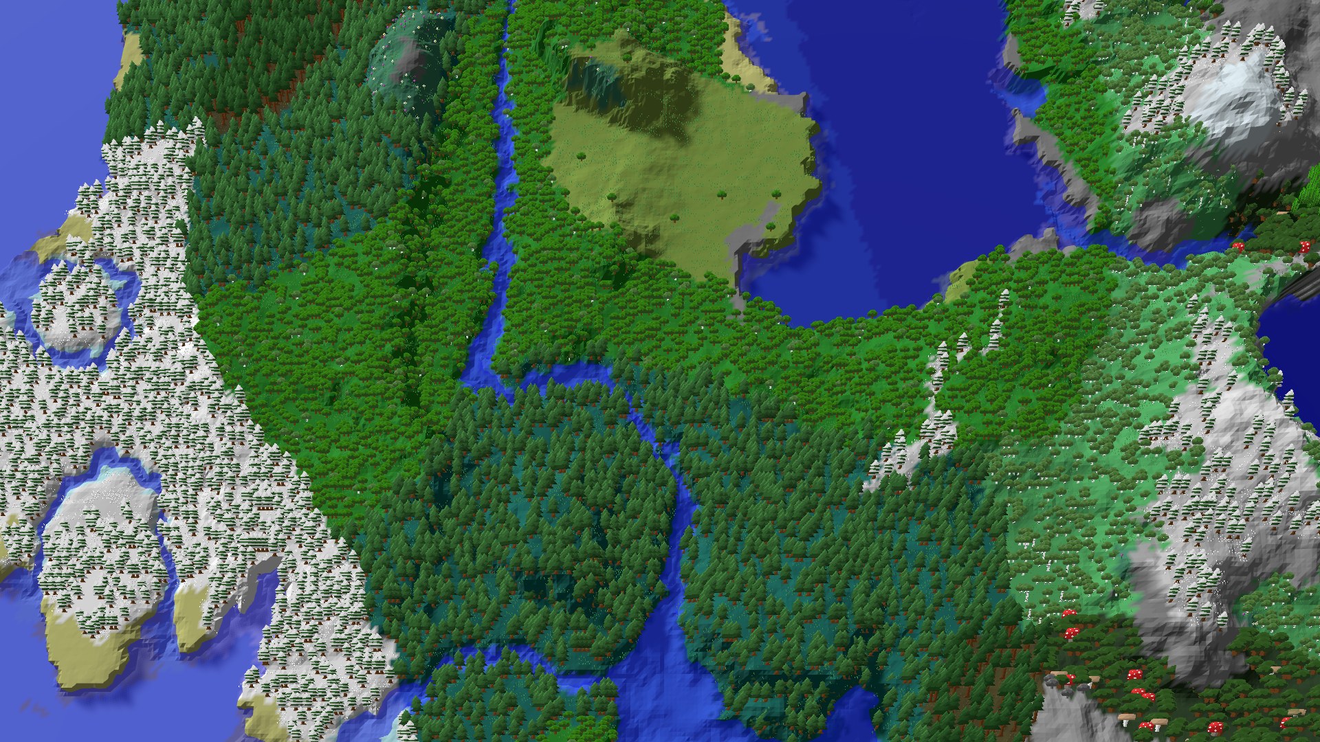 Aerial 3D overview 500 blocks NE of spawn