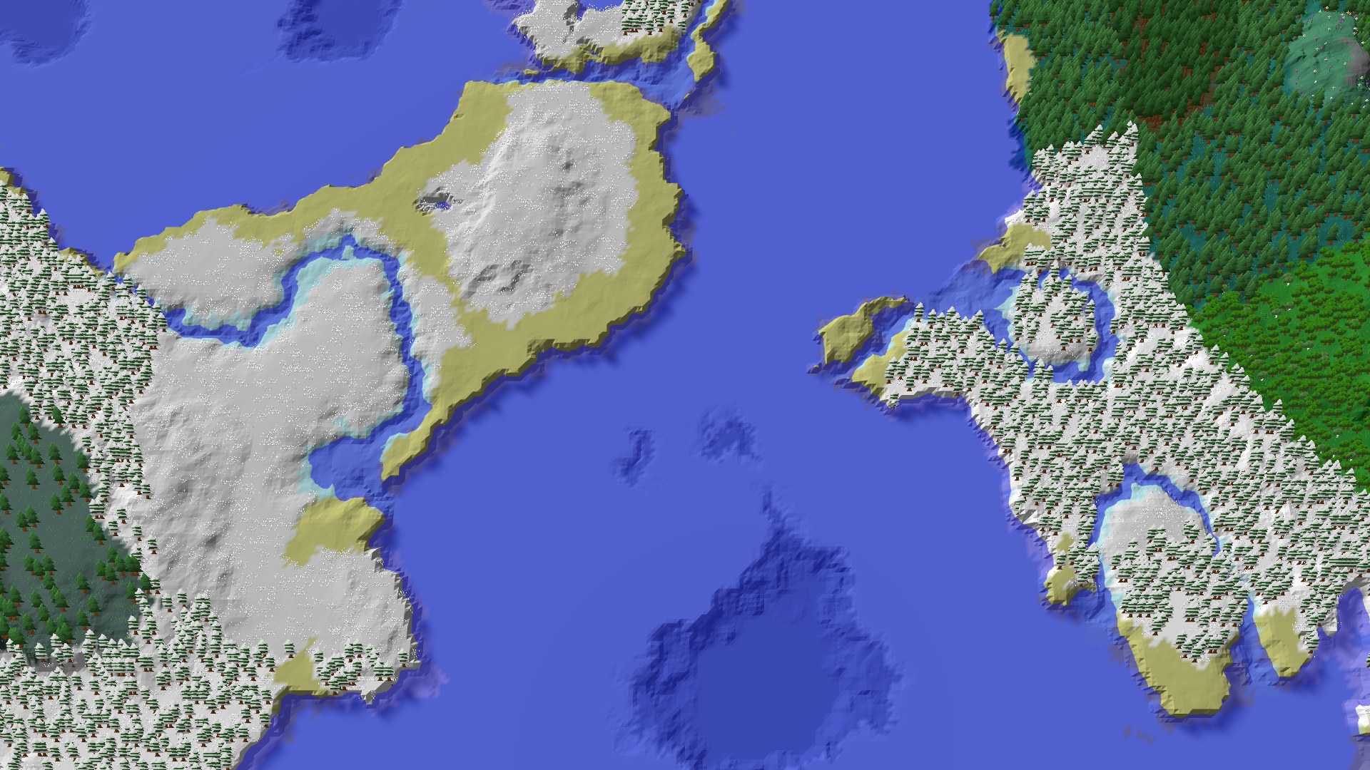 Aerial 3D overview 500 blocks NW of spawn