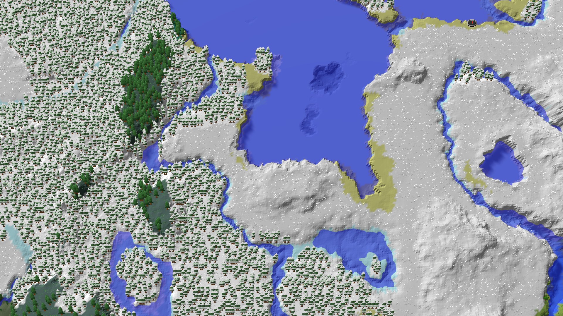Aerial 3D overview 500 blocks SW of spawn