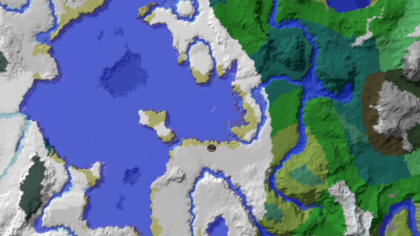 Aerial Minecraft seed map — Java 1.21 double snowy village seed with blacksmith start [4025042613916781899]