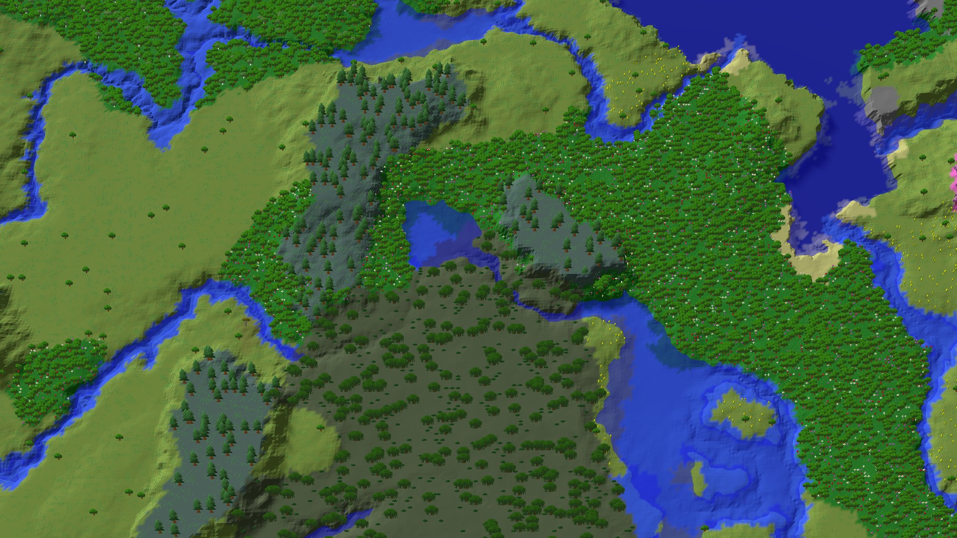 Aerial 3D overview 500 blocks NE of spawn