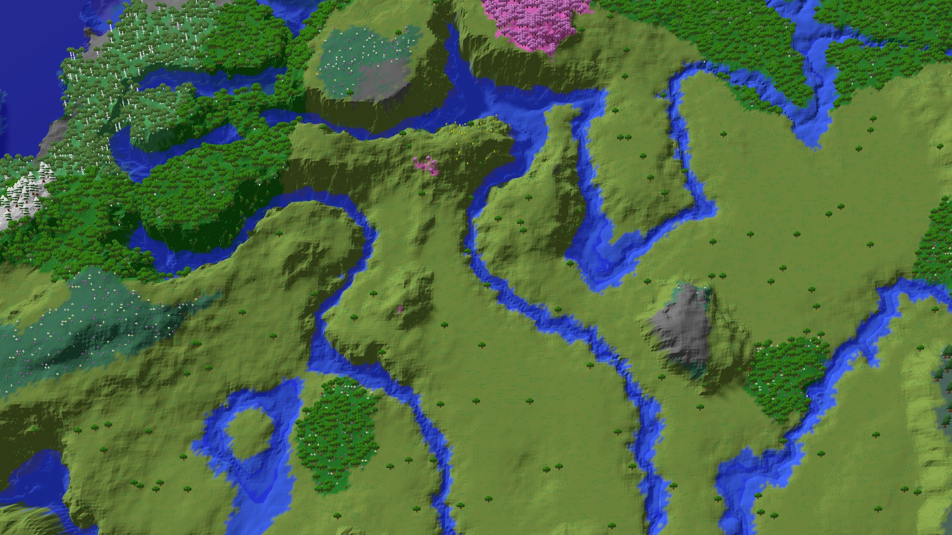Aerial 3D overview 500 blocks NW of spawn