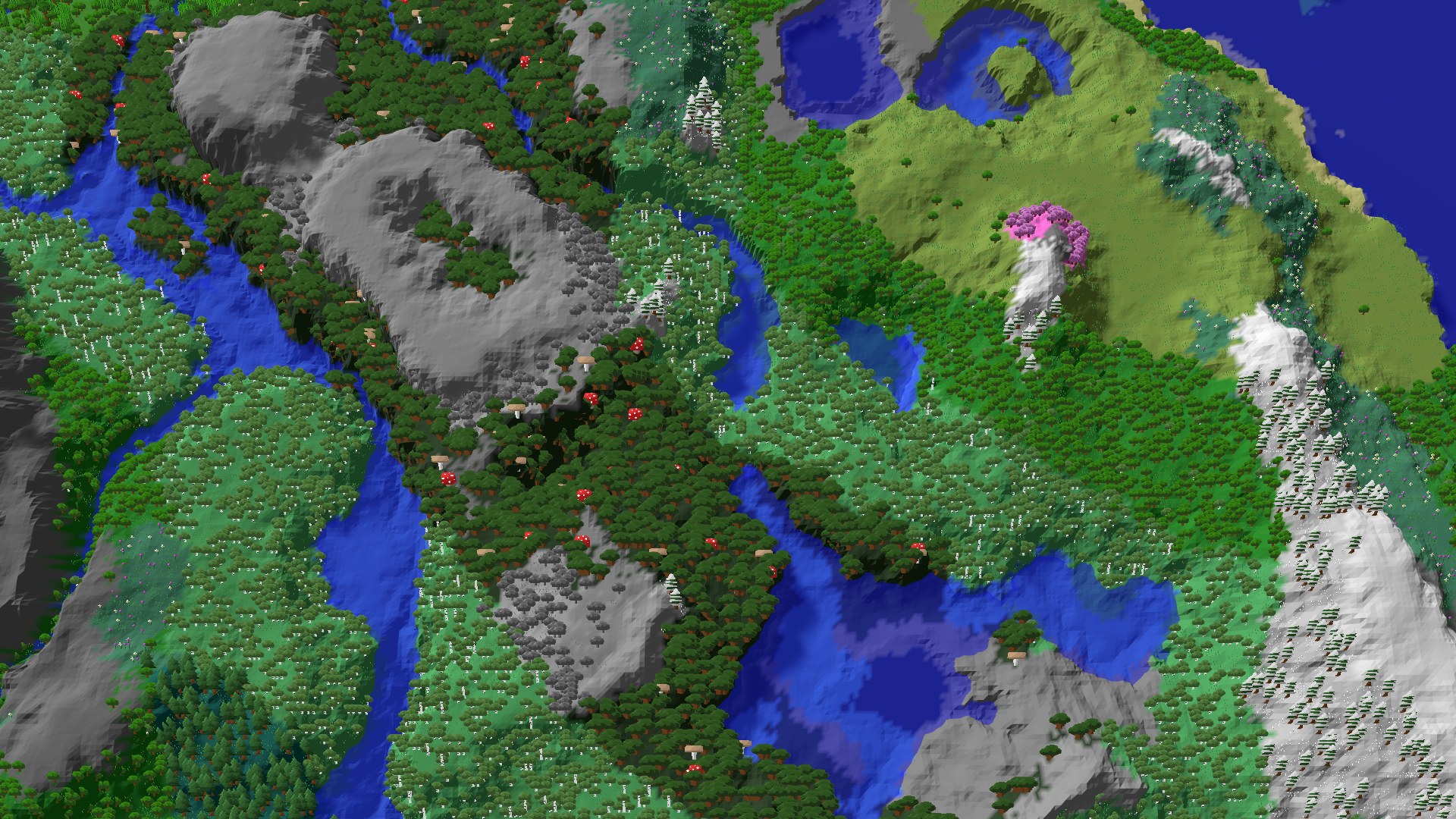 Aerial 3D overview 500 blocks NE of spawn