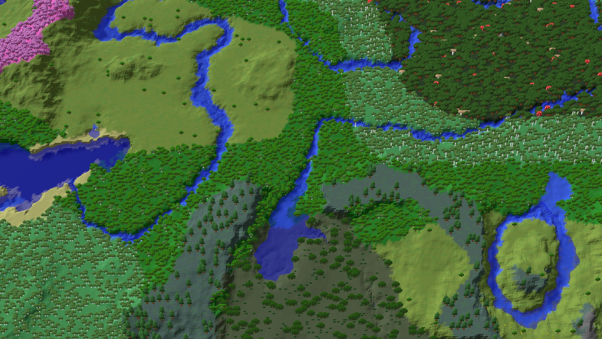 Aerial 3D overview 500 blocks NE of spawn