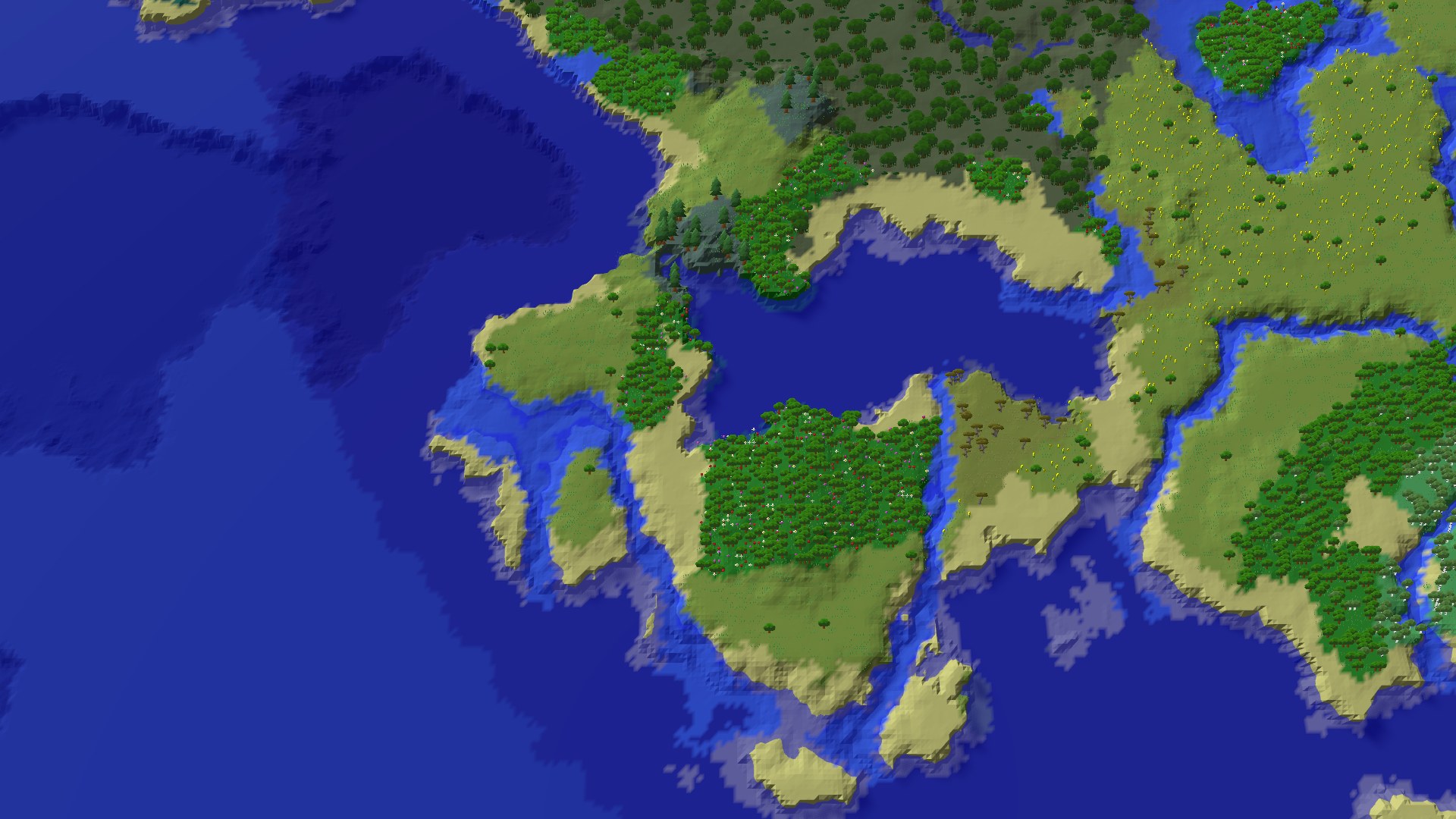 Aerial 3D overview 500 blocks SE of spawn