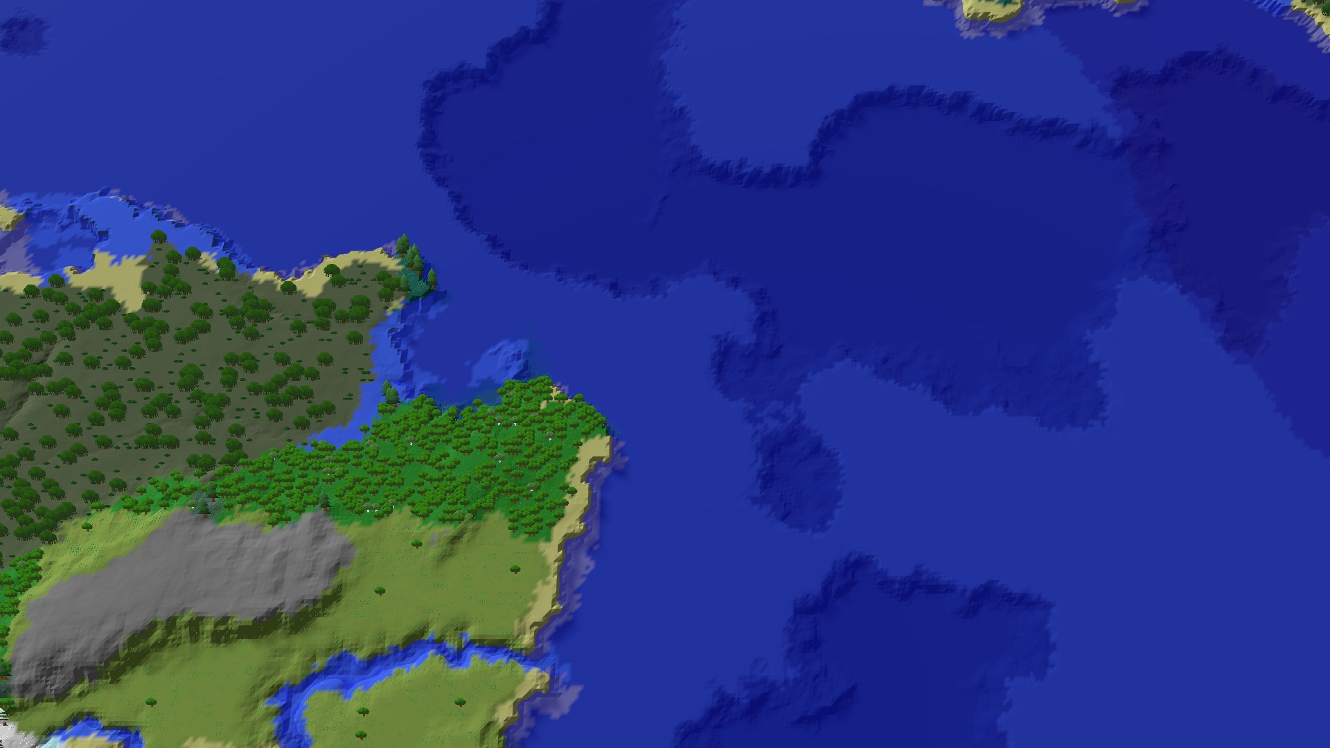 Aerial 3D overview 500 blocks SW of spawn