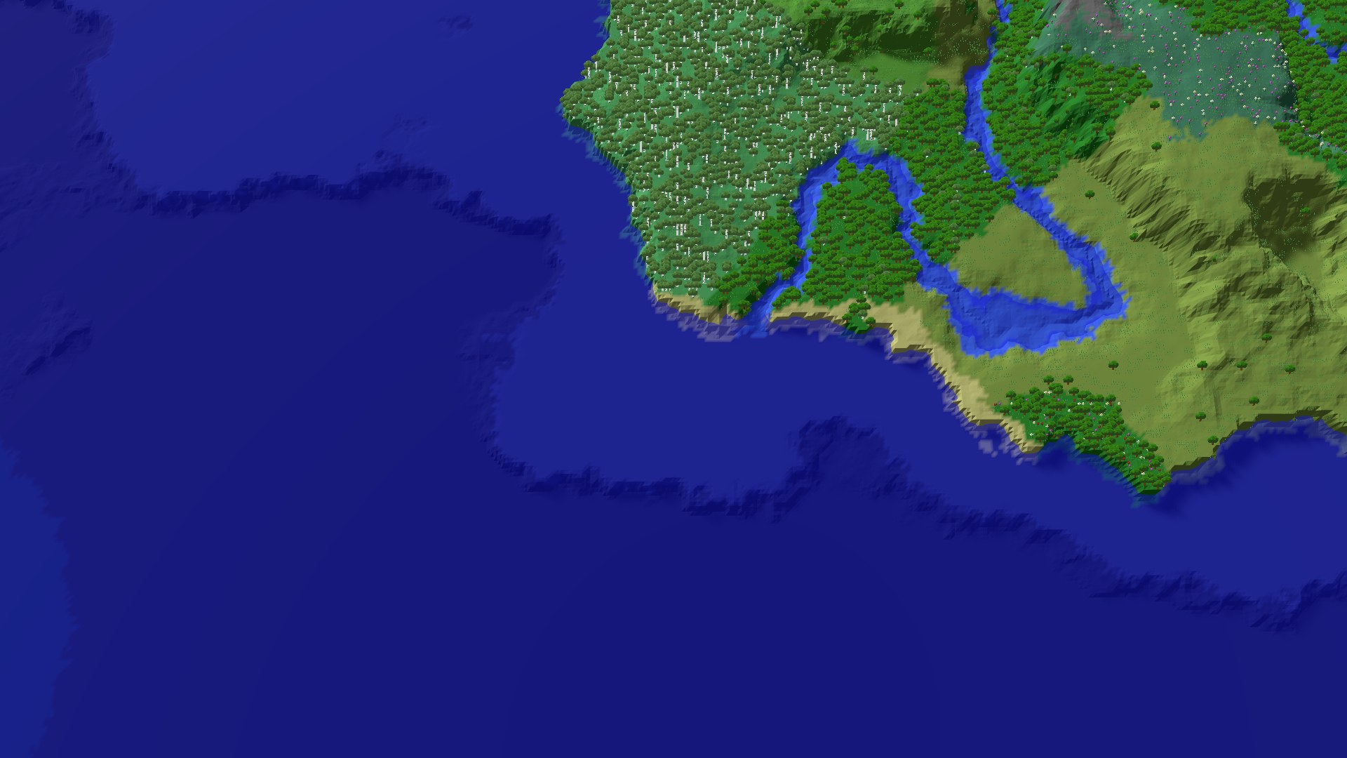 Aerial 3D overview 500 blocks NE of spawn
