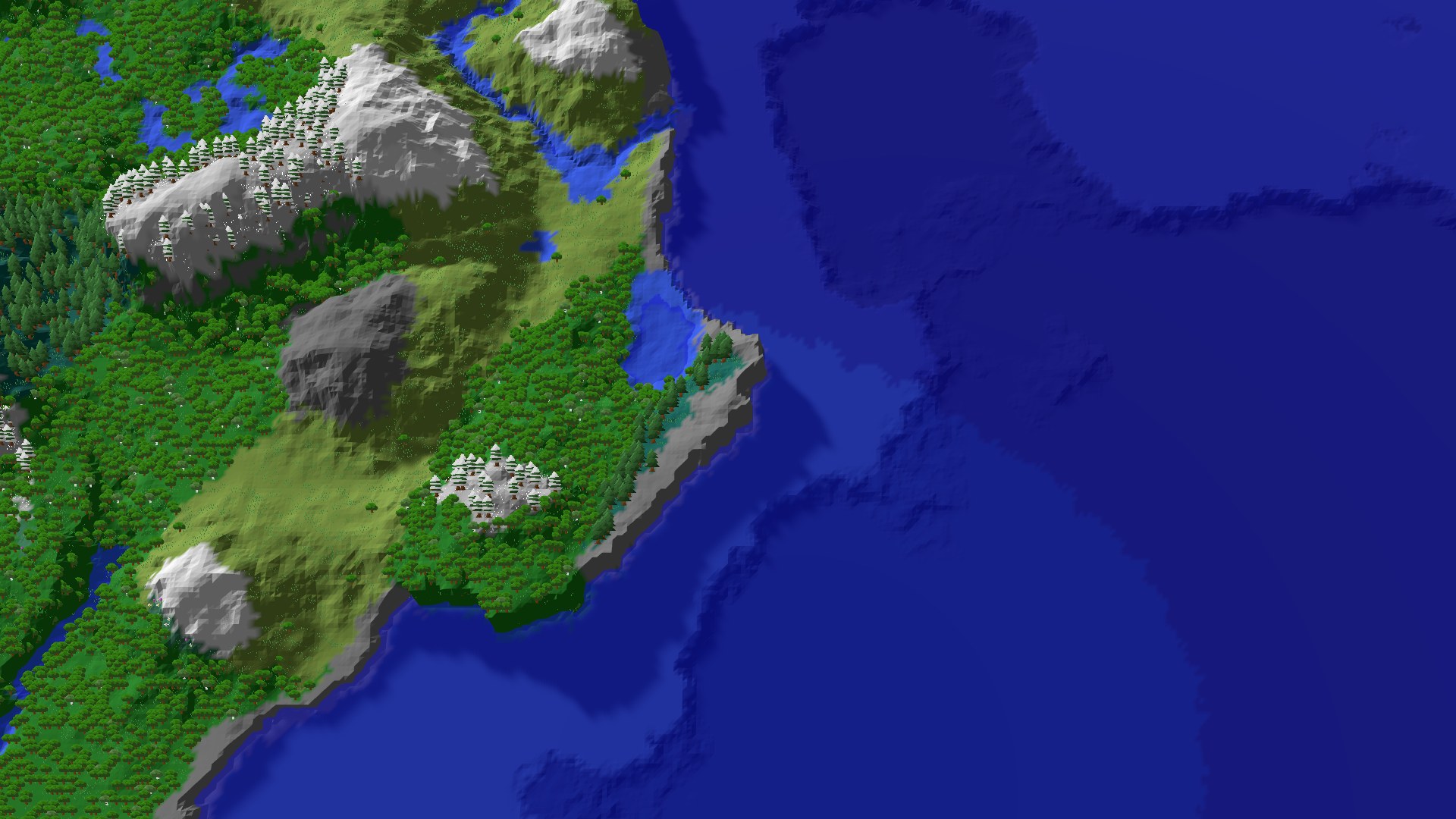 Aerial 3D overview 500 blocks NW of spawn
