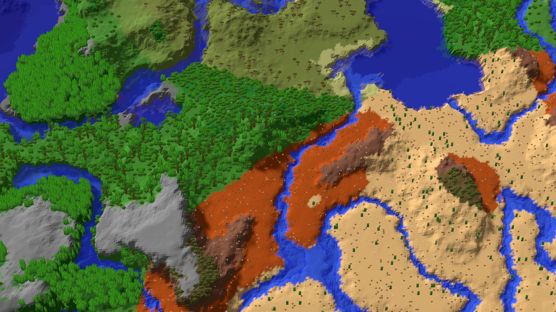 Aerial 3D overview 500 blocks SE of spawn