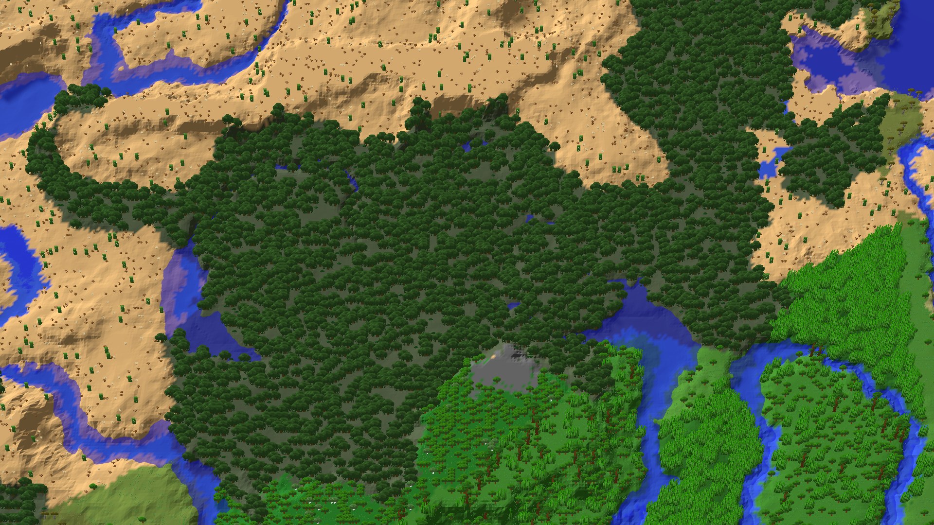 Aerial 3D overview 500 blocks NW of spawn
