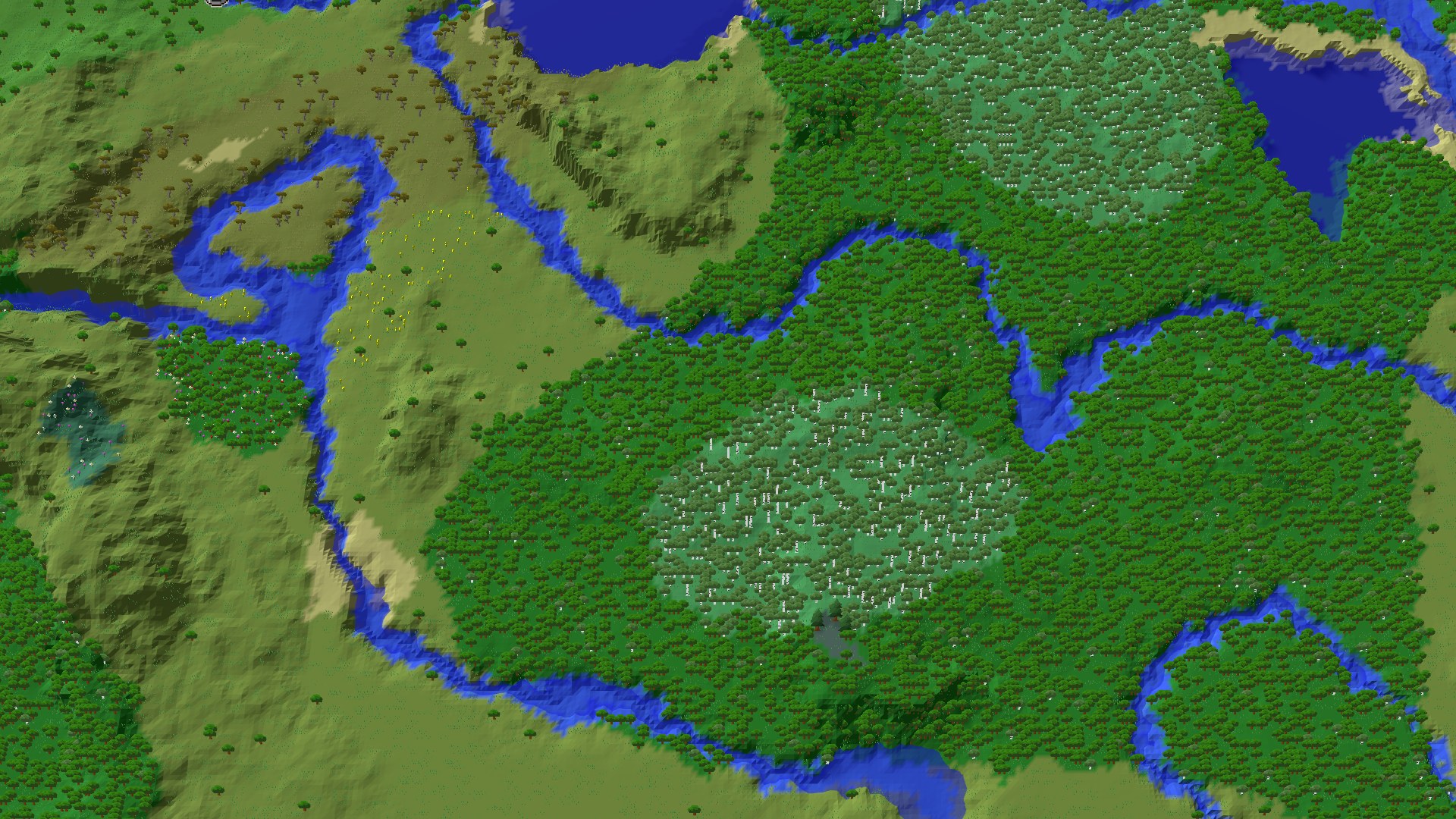 Aerial 3D overview 500 blocks SE of spawn