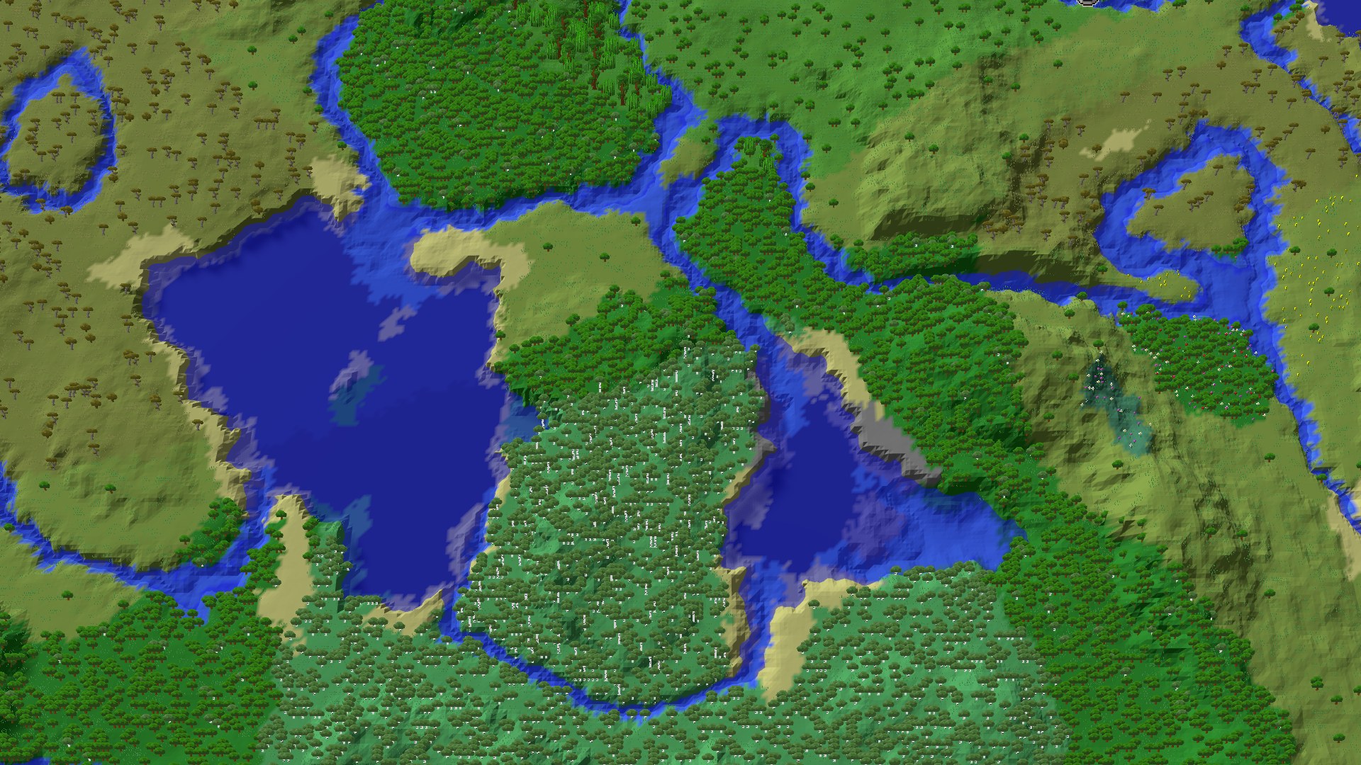 Aerial 3D overview 500 blocks SW of spawn